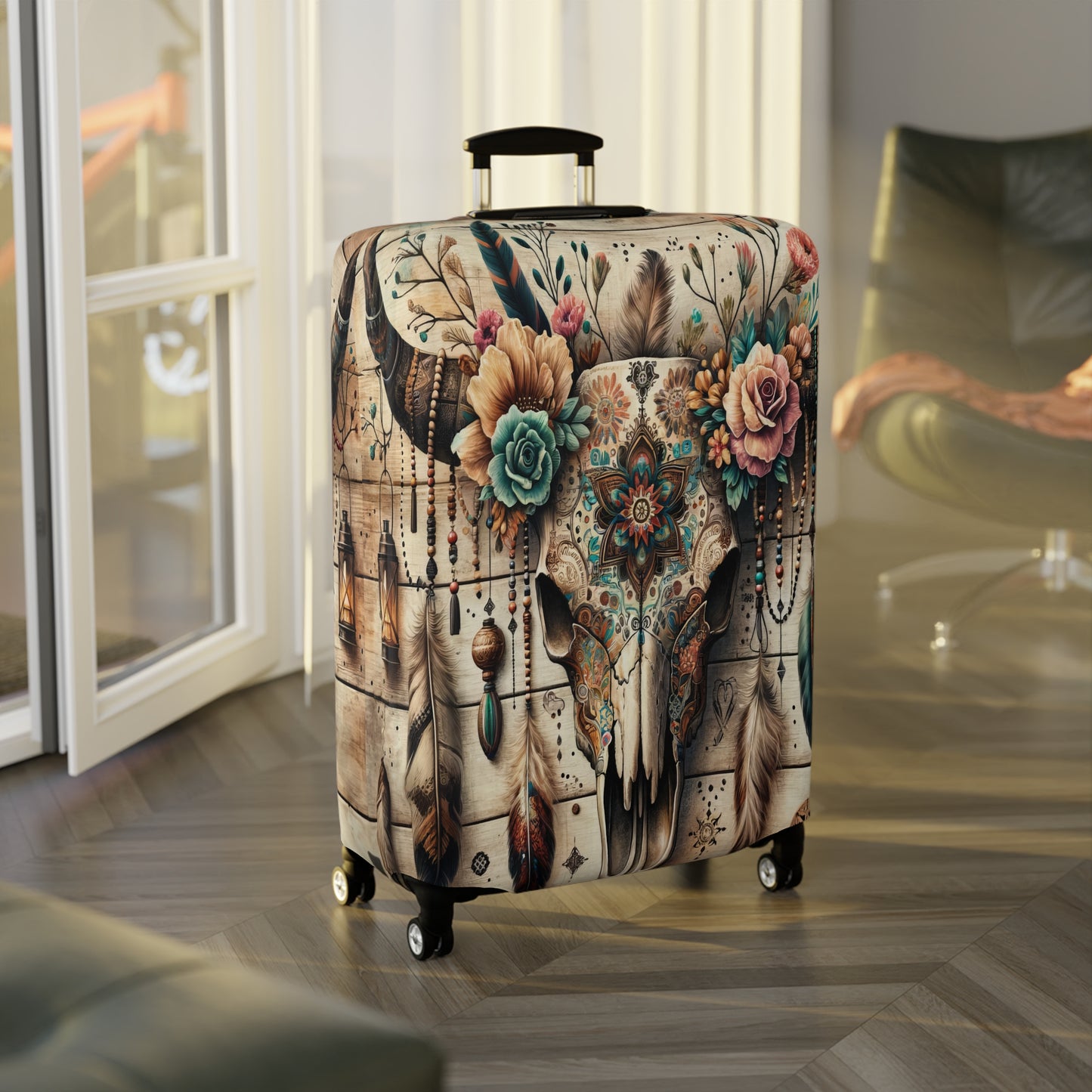 Luggage Cover, Country and Western, Boho Country Skull, awd-1810