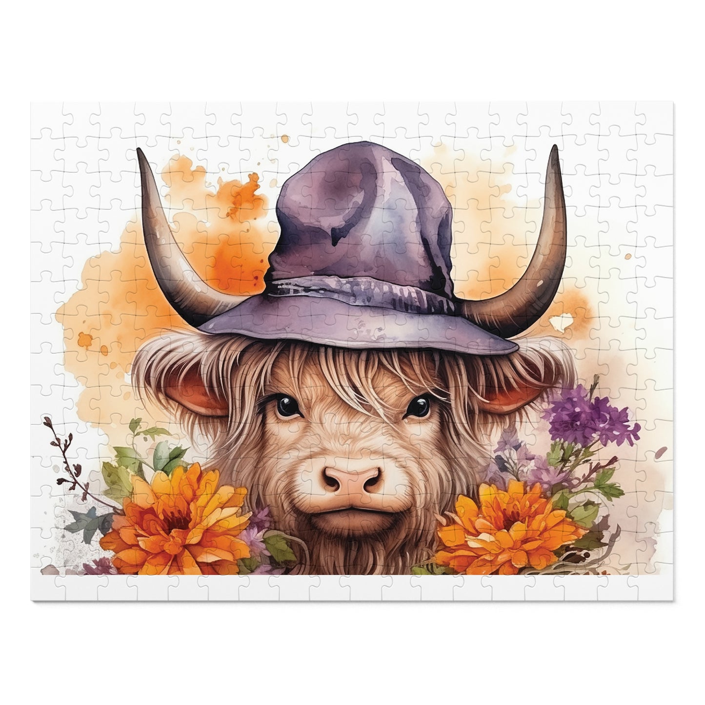 Jigsaw Puzzle, Highland Cow, Personalised/Non-Personalised (30, 110, 252, 500,1000-Piece)