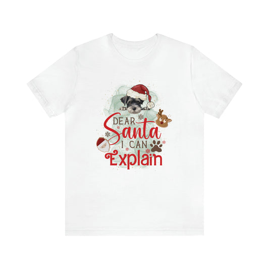 Unisex Jersey Short Sleeve Tee, Dog Paws, Dear Santa I Can Explain, Dear Santa Tee, Christmas Tee, Super Soft 9 Sizes