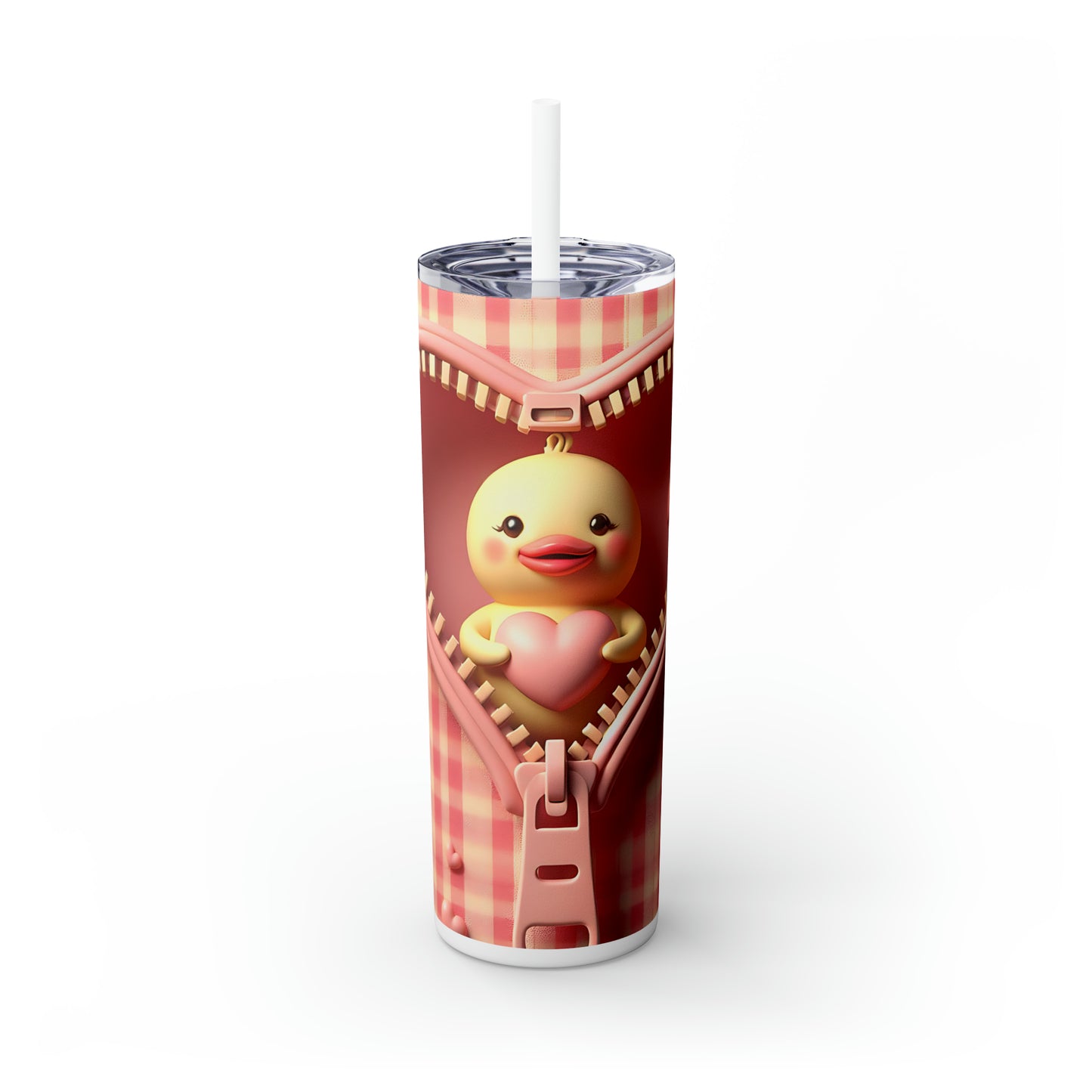 Skinny Tumbler with Straw, 20oz, Duck, Valentines Day, awd-945