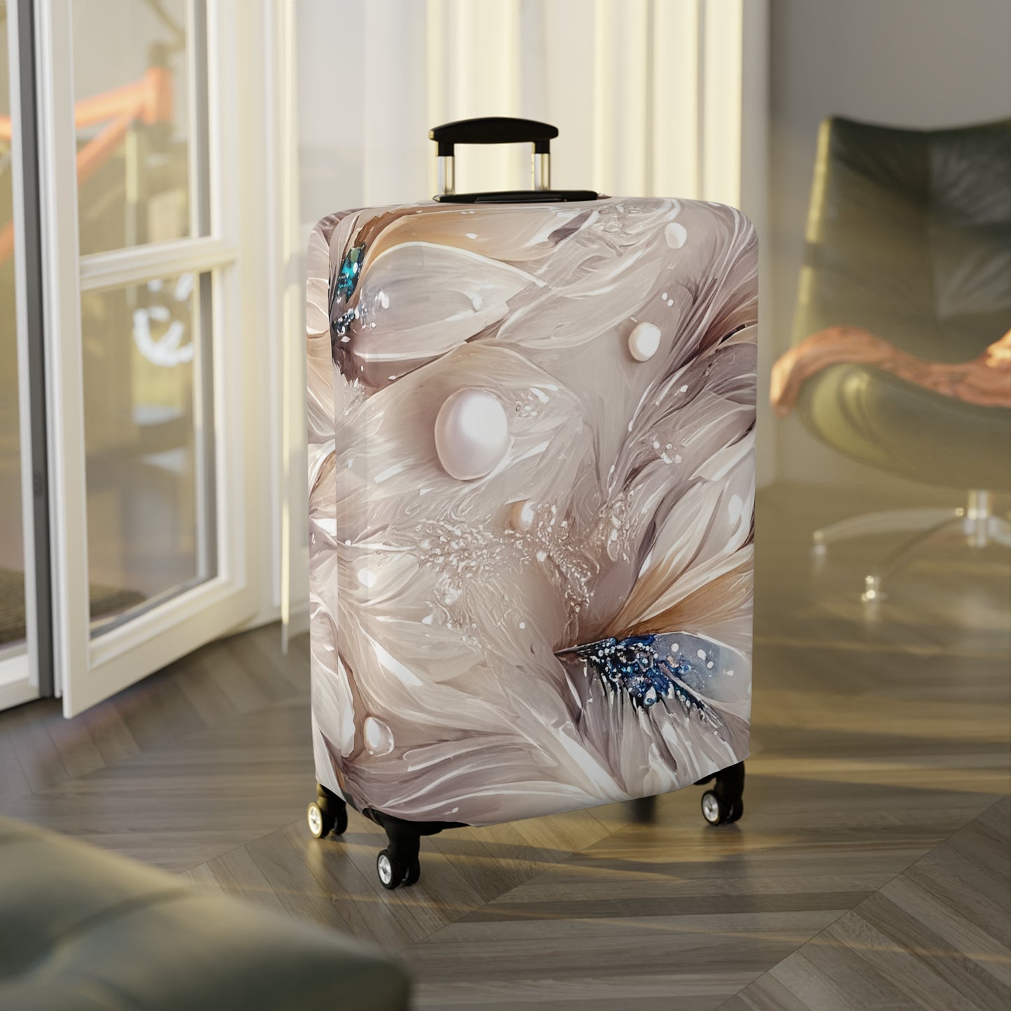 Luggage Cover, Beige Floral-3