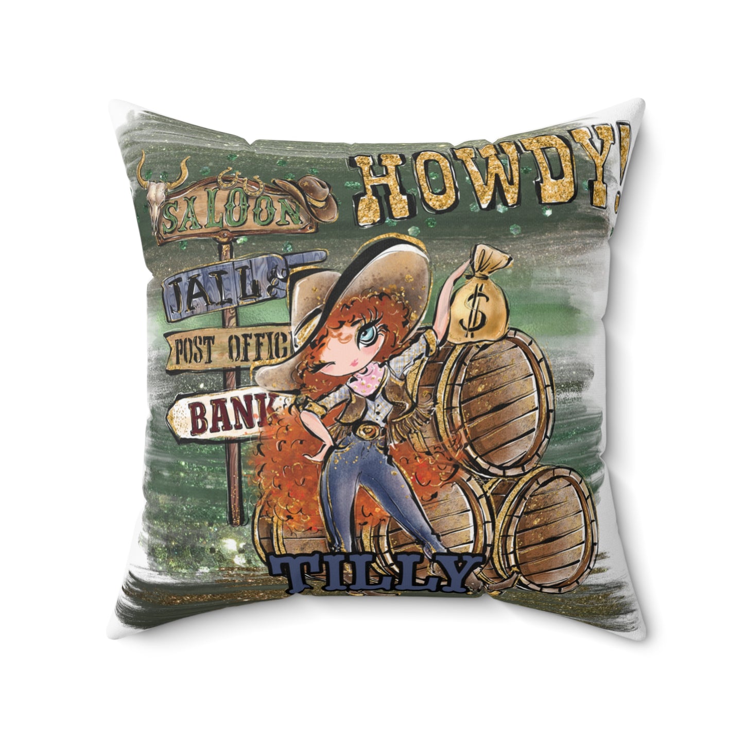 Personalised Howdy Cushion, Red Curly Hair, Blue Eyes, Polyester Square Cushion, Christmas cushion