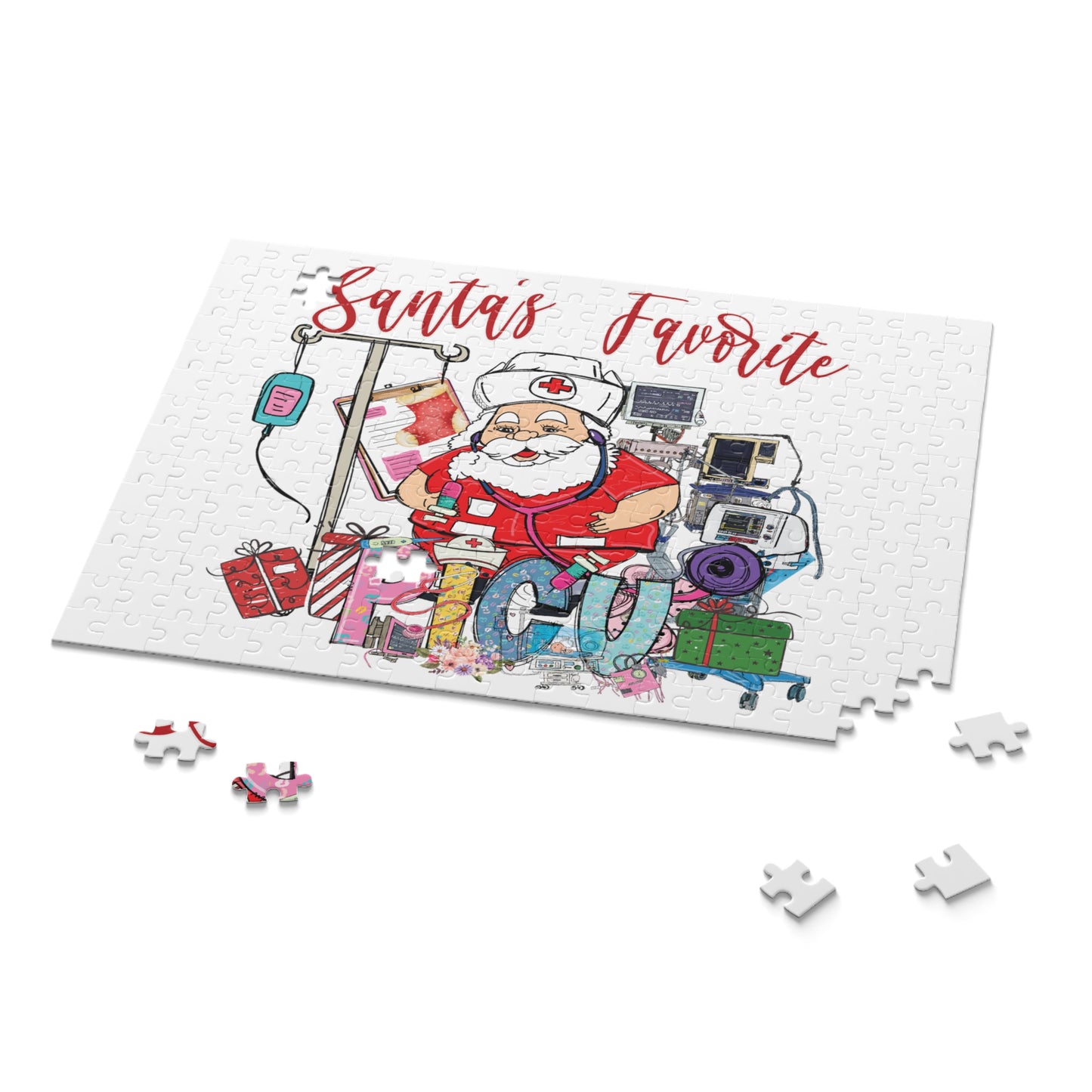 Personalised/Non-Personalised Puzzle, Santa's Favorite PICU Nurse (120, 252, 500-Piece)