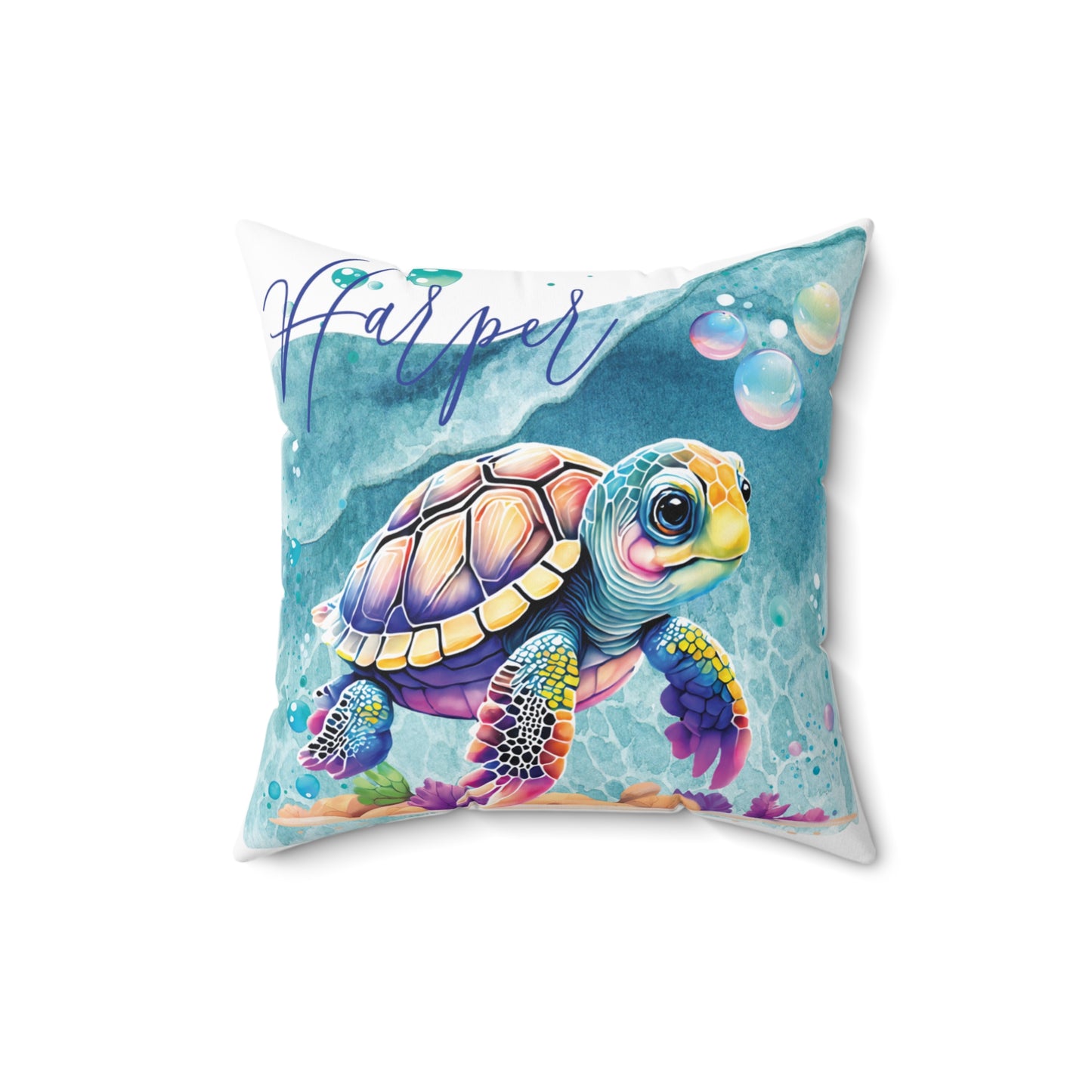 Personalised Turtle Polyester Square Cushion, Turtle cushion