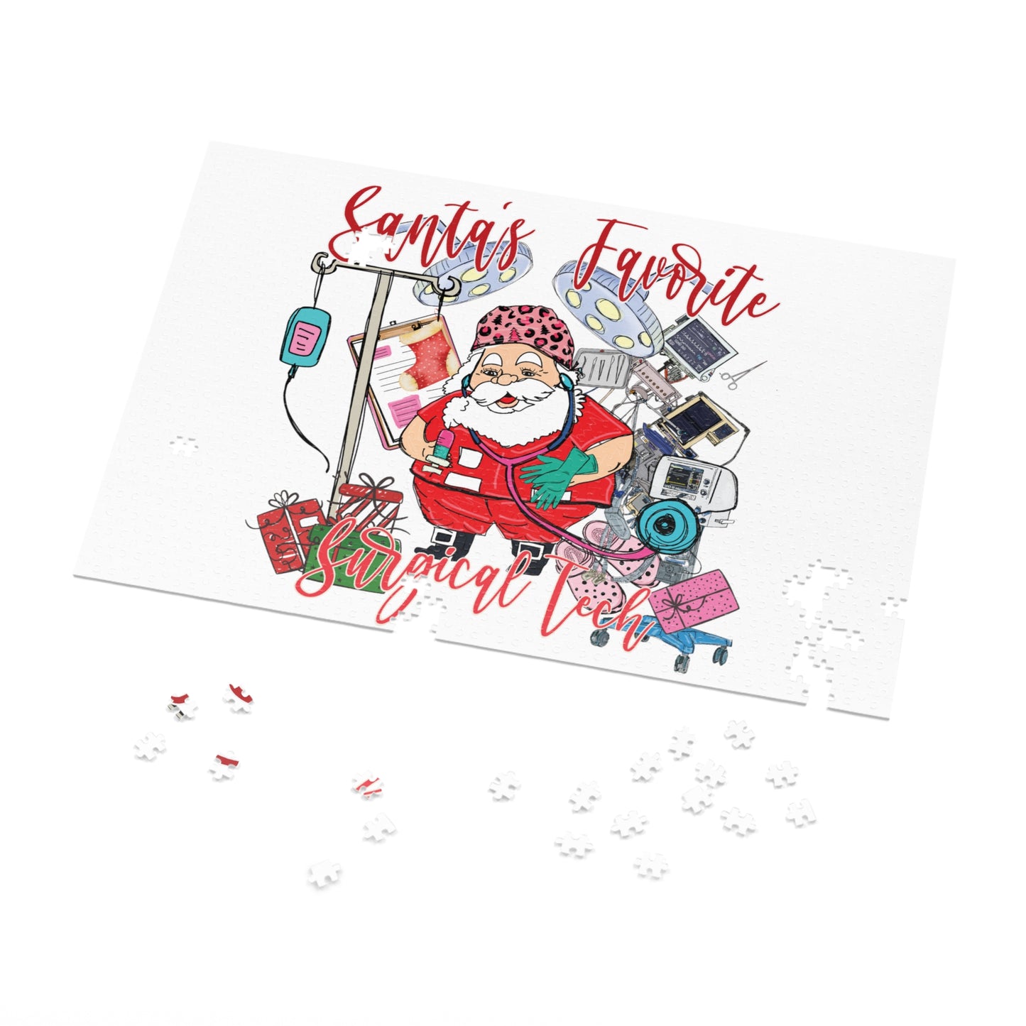 Jigsaw Puzzle, Santa's Favorite Surgical Tech, Personalised/Non-Personalised (30, 110, 252, 500,1000-Piece)