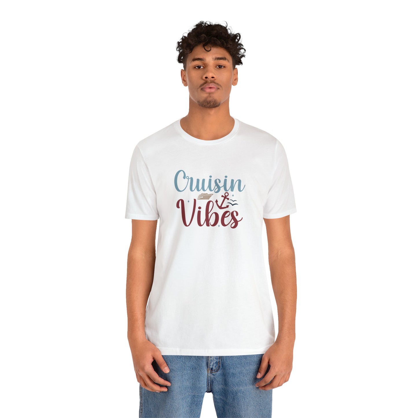 Unisex Adults Jersey Short Sleeve Tee, Cruise Tee, Cruisin Vibes, 100% Cotton, Light Fabric 142 g/m²