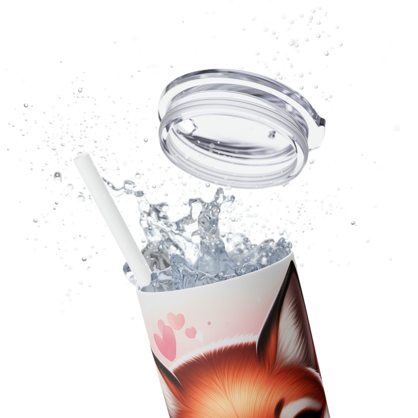 Skinny Tumbler with Straw, 20oz, Fox, Valentines Day, awd-770