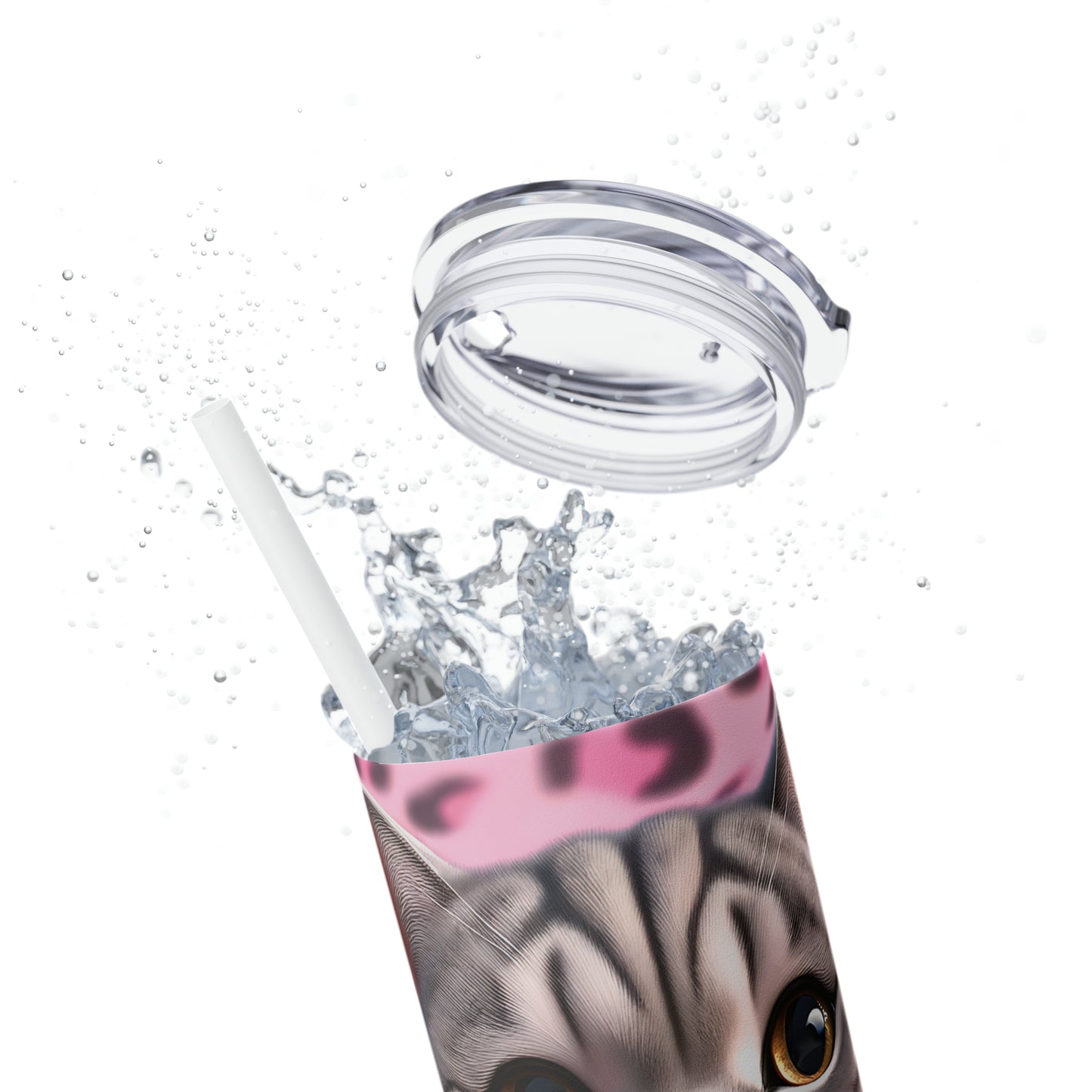 Skinny Tumbler with Straw, 20oz, Cat, Valentines Day, awd-740