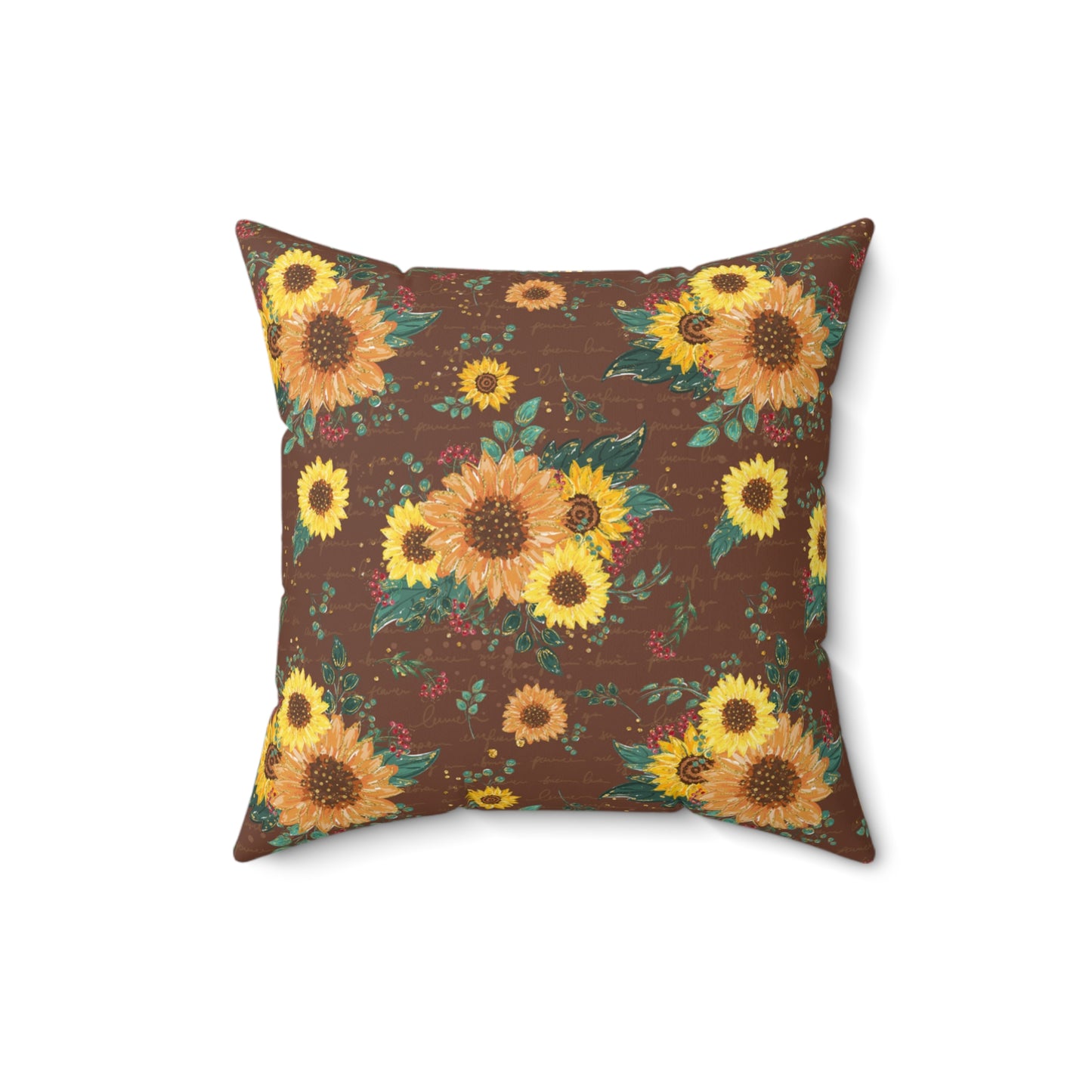 Spun Polyester Square Pillow, Sunflower Cushion, Floral Cushion