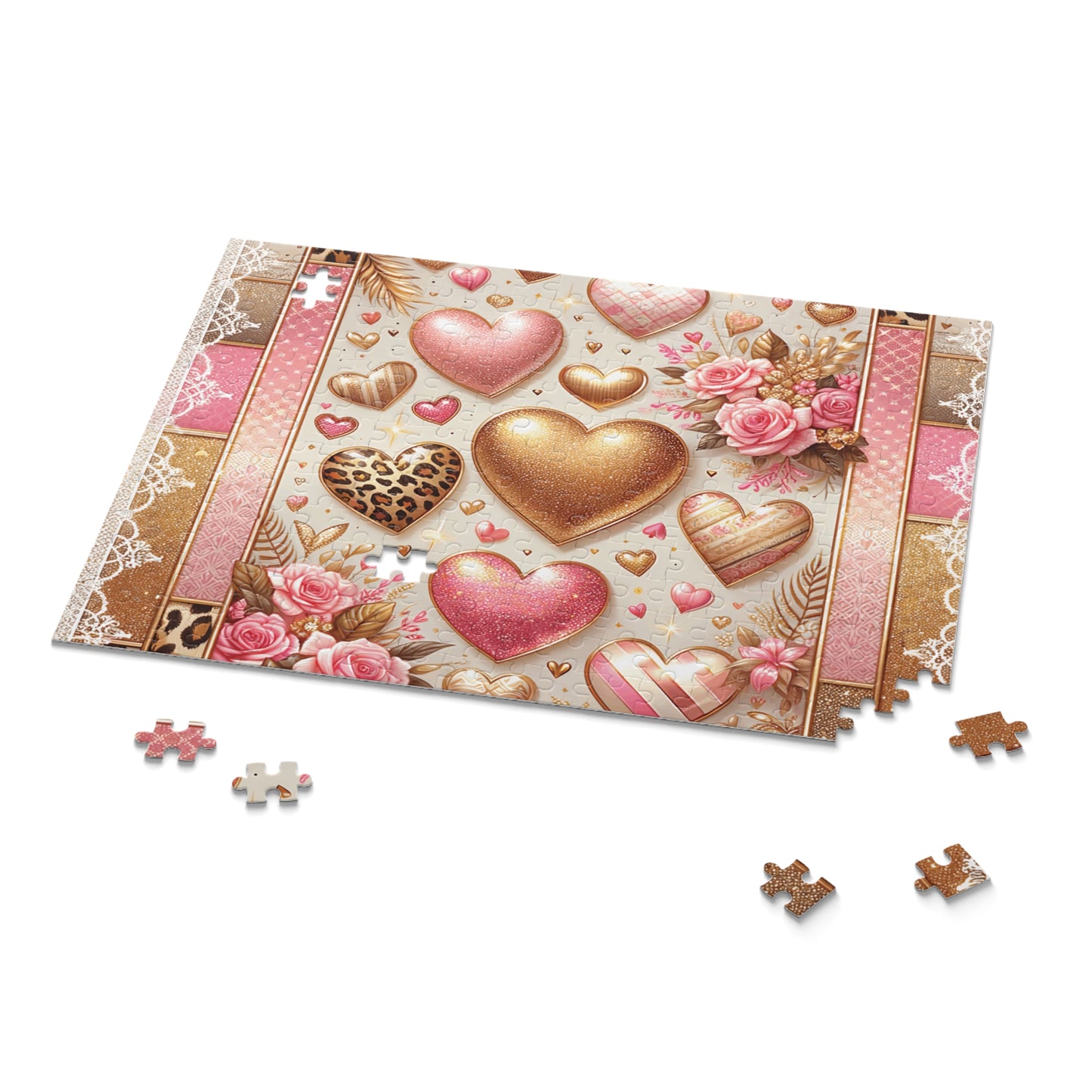 Personalised/Non-Personalised Puzzle, Hearts (120, 252, 500-Piece)