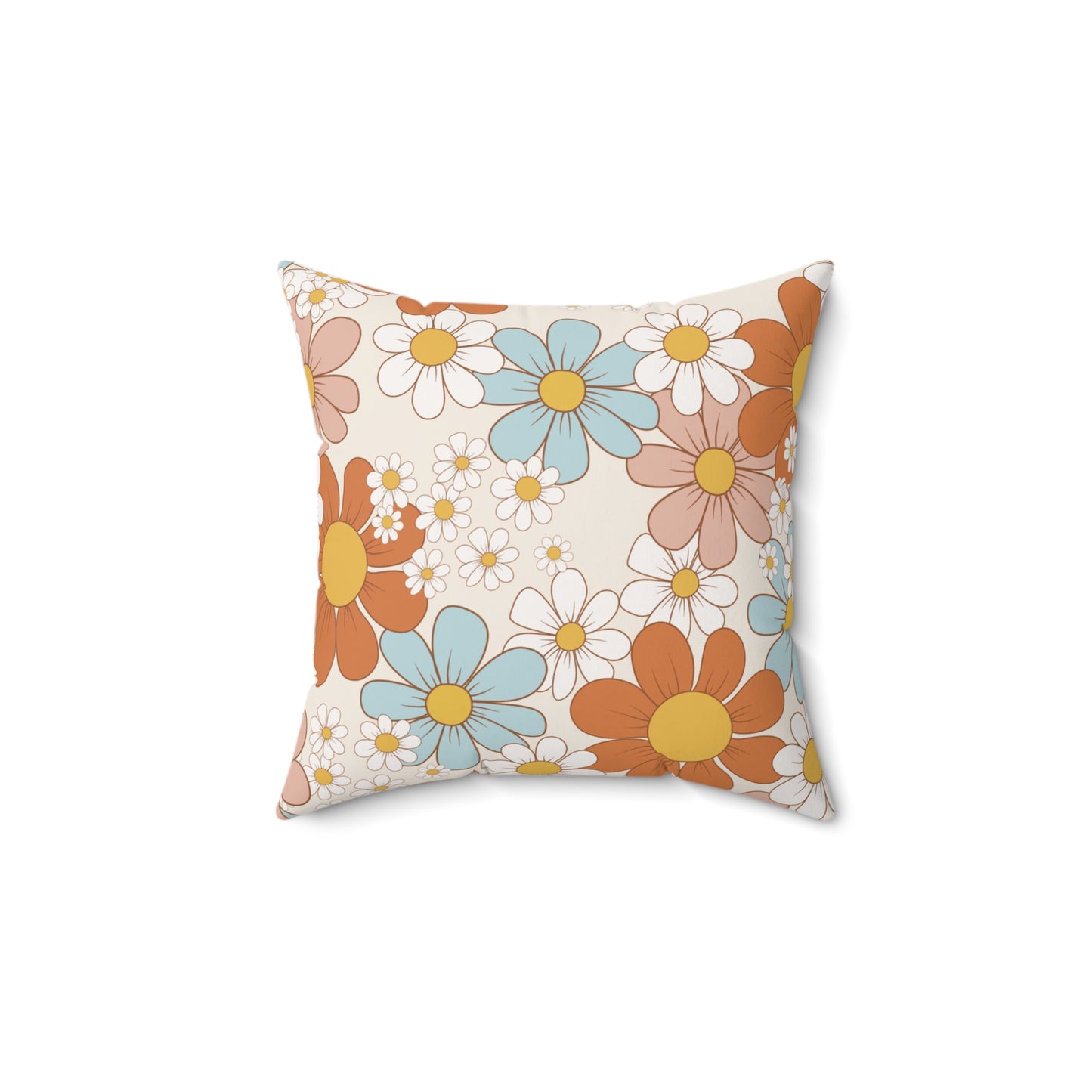 Spun Polyester Square Pillow, Retro Floral Cushion