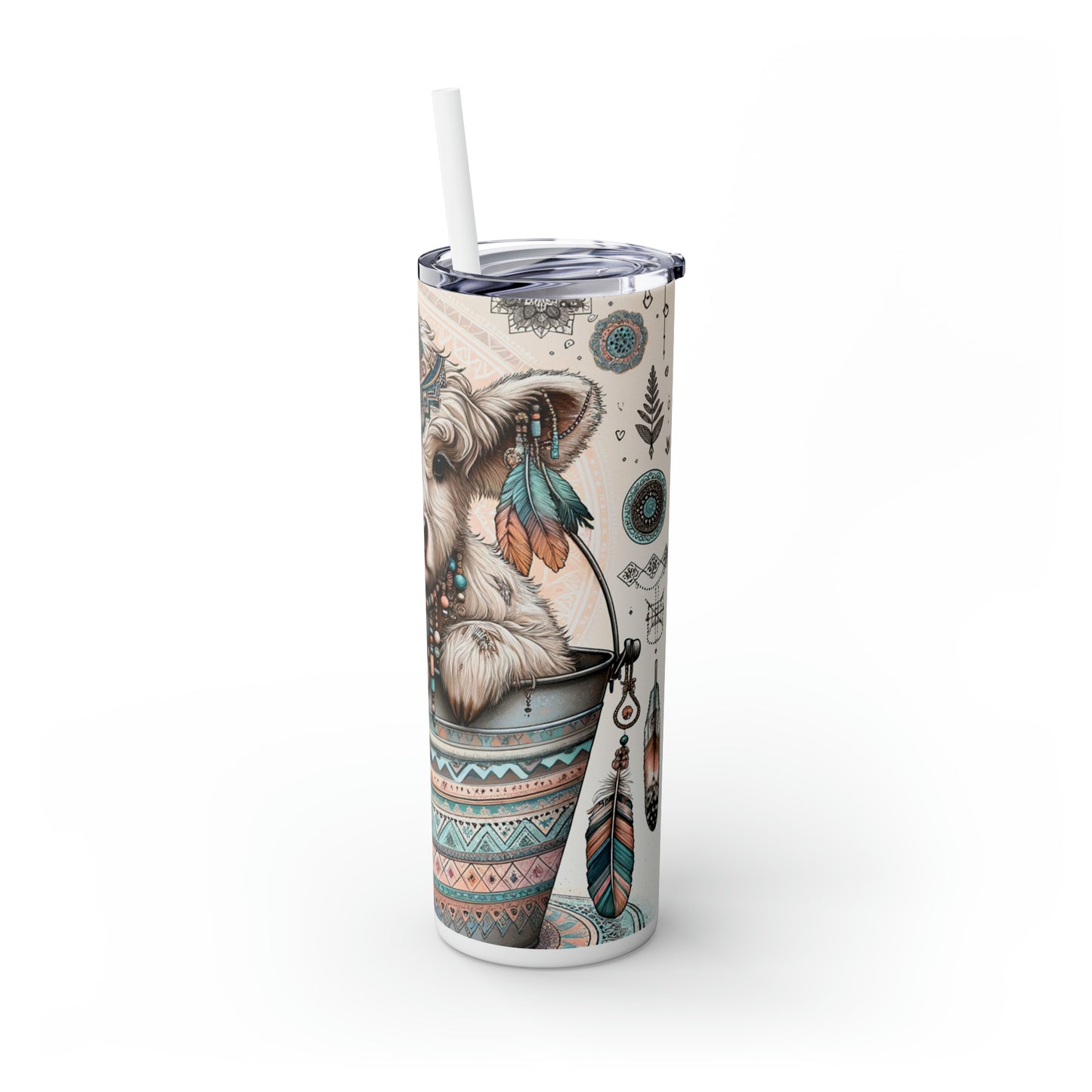 Skinny Tumbler with Straw, 20oz, Highland Cow, Boho, awd-704