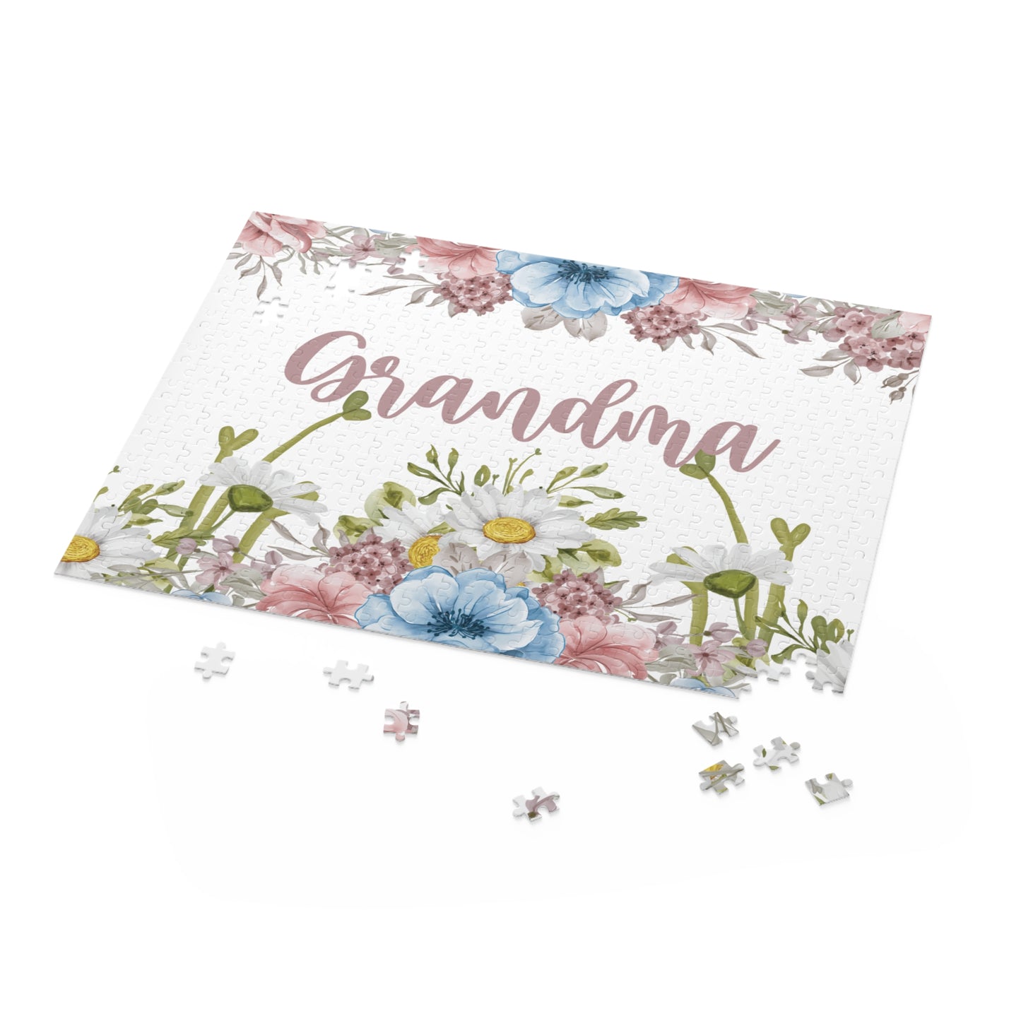 Personalised/Non-Personalised Puzzle, Floral, Grandma (120, 252, 500-Piece)