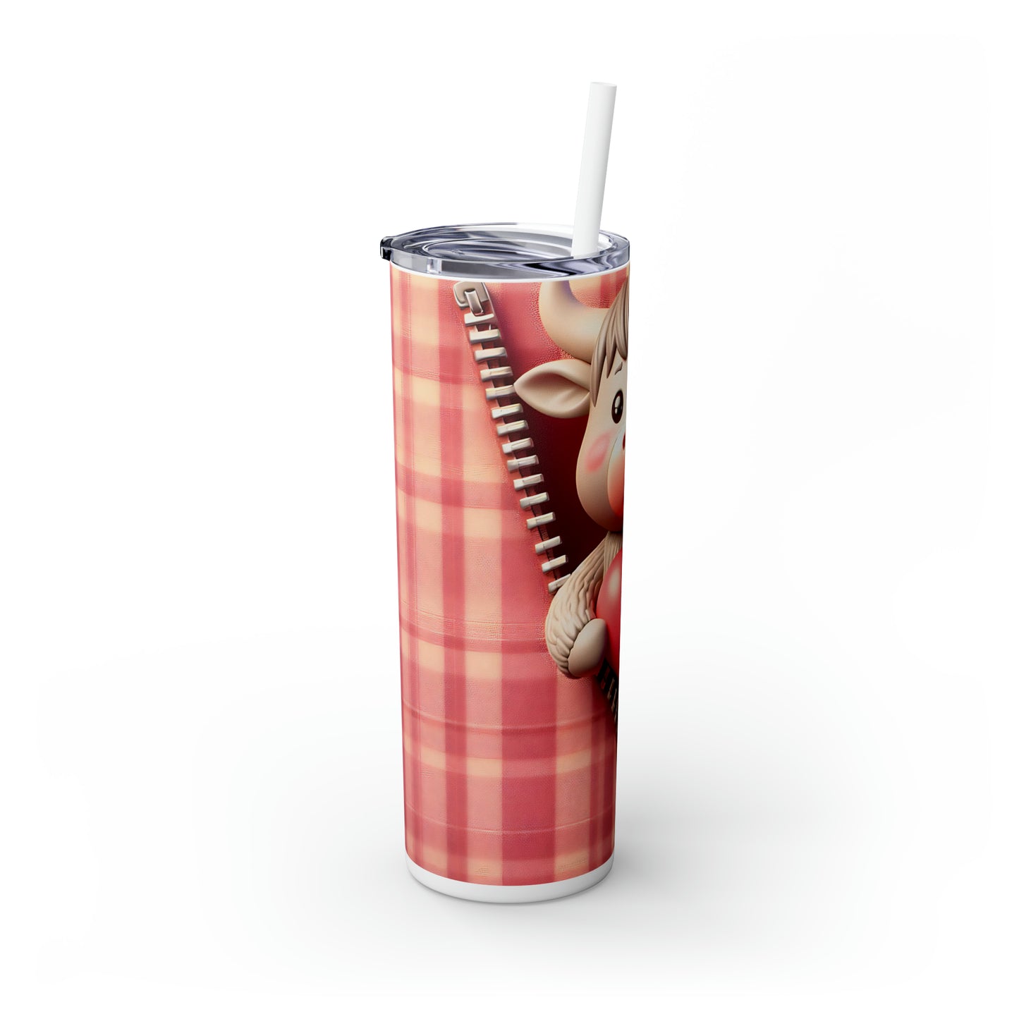 Skinny Tumbler with Straw, 20oz, Highland Cow, Valentines Day, awd-956