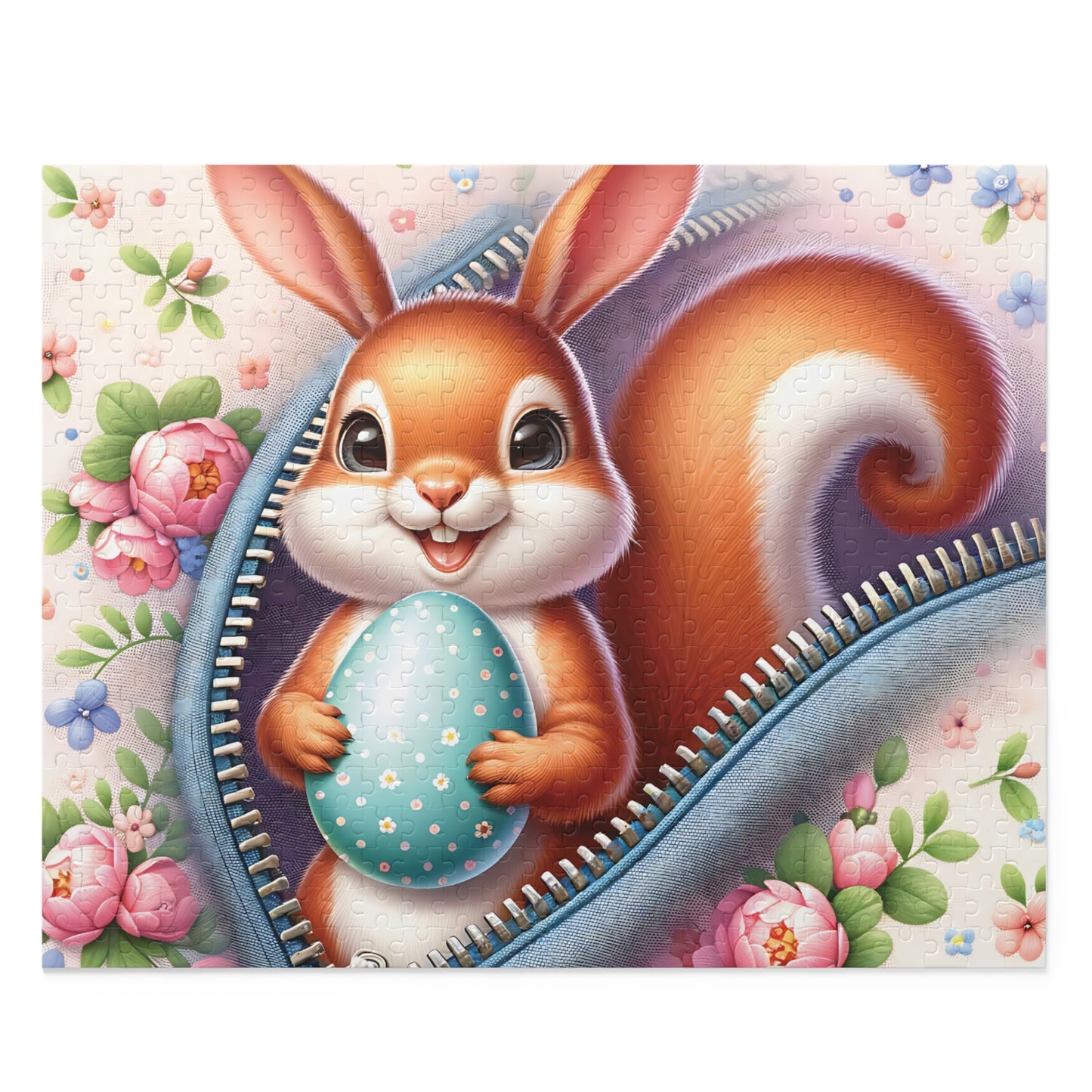 Personalised/Non-Personalised Puzzle, Easter, Squirrel with Bunny ears (120, 252, 500-Piece)