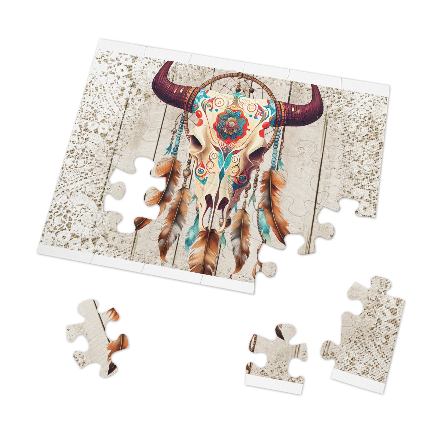 Jigsaw Puzzle, Boho Skull, Personalised/Non-Personalised (30, 110, 252, 500,1000-Piece)