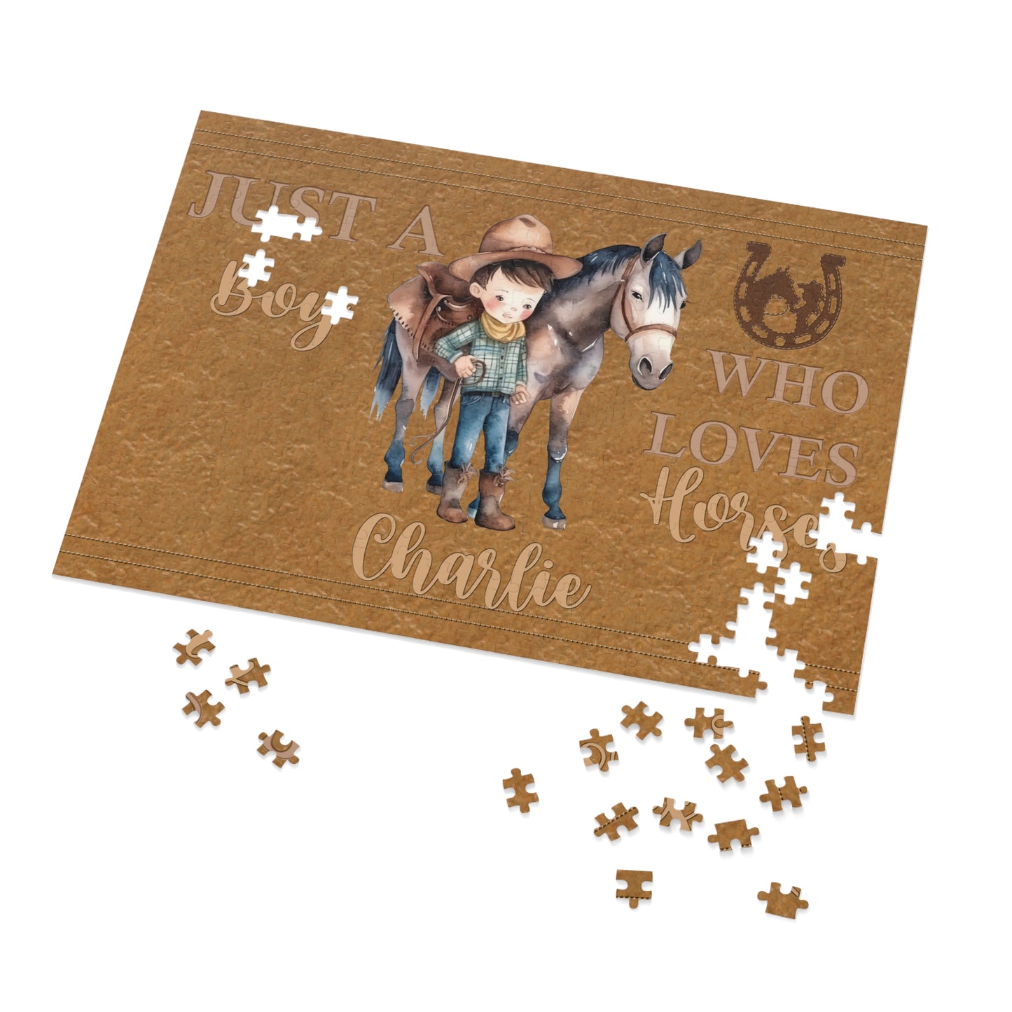Jigsaw Puzzle, Western, Just aBoy Who Loves Horses, Personalised/Non-Personalised (30, 110, 252, 500,1000-Piece)