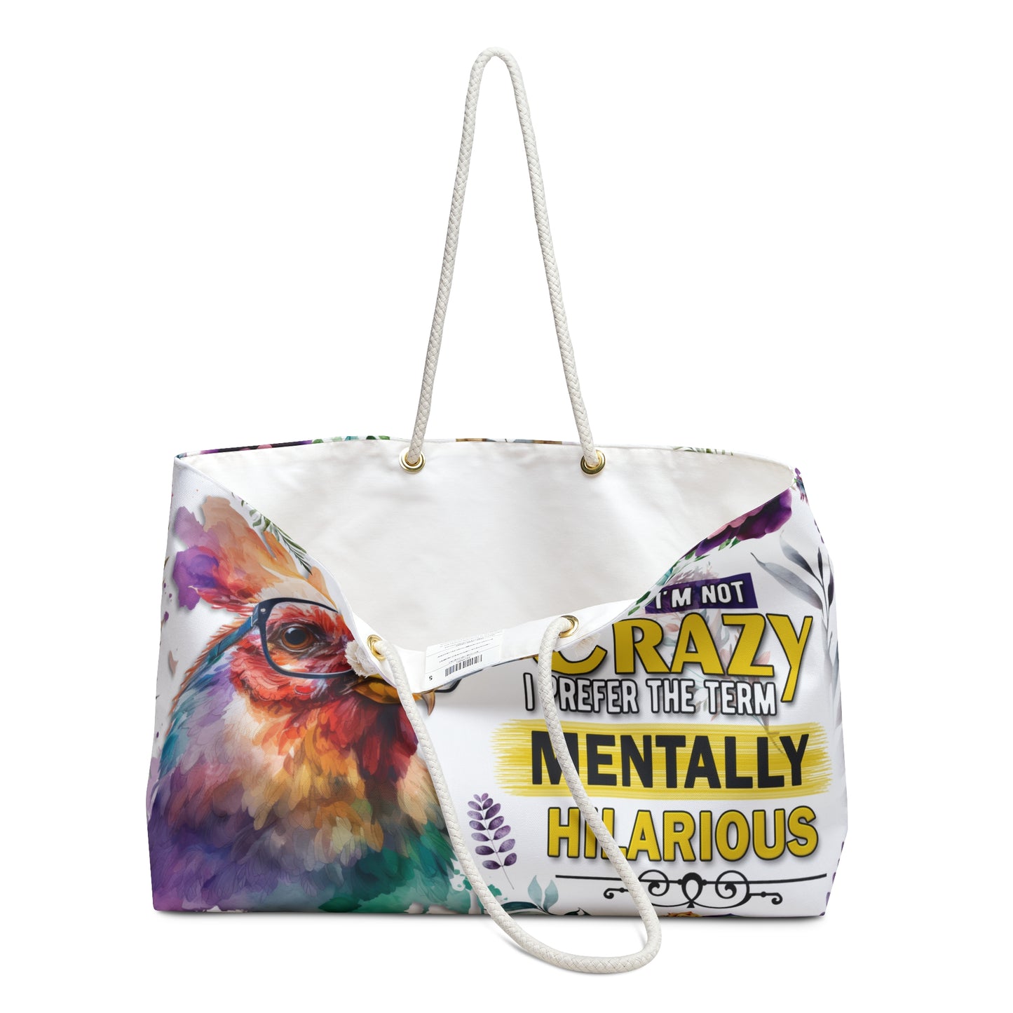 Personalised/Non-Personalised Weekender Bag, I am not crazy I prefer the term mentally hilarious, Large Weekender Bag, Beach Bag, Book Bag