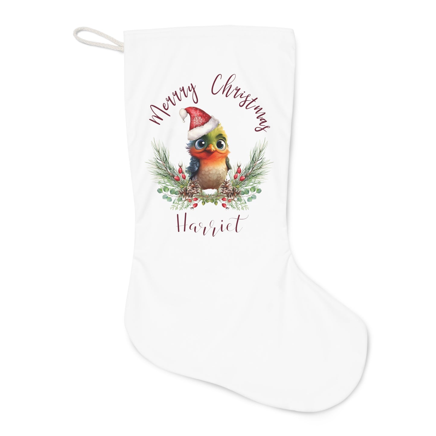 Personalised Santa Stocking, Australian Animals Poinsettia, Mistletoe