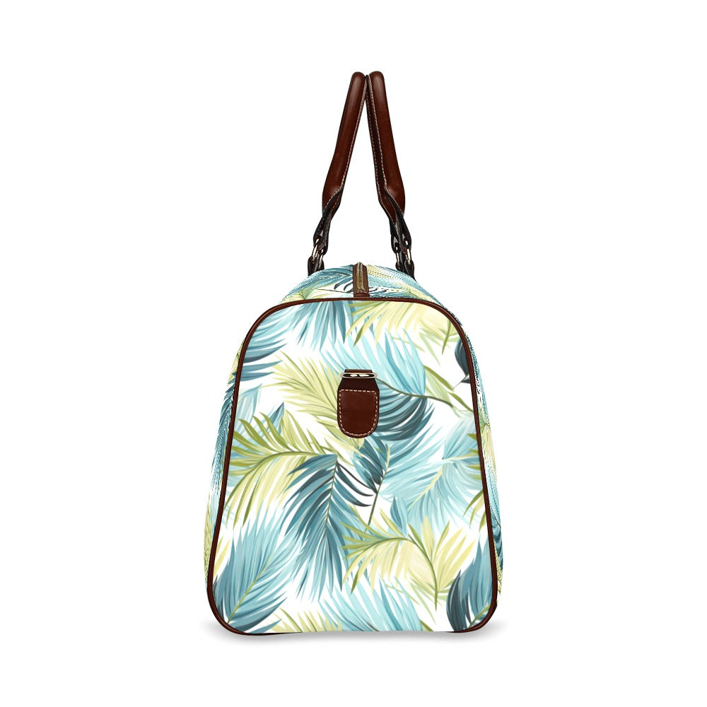 Palm Leaves Blue Greeen Waterproof Travel Bag/Small (Model 1639)