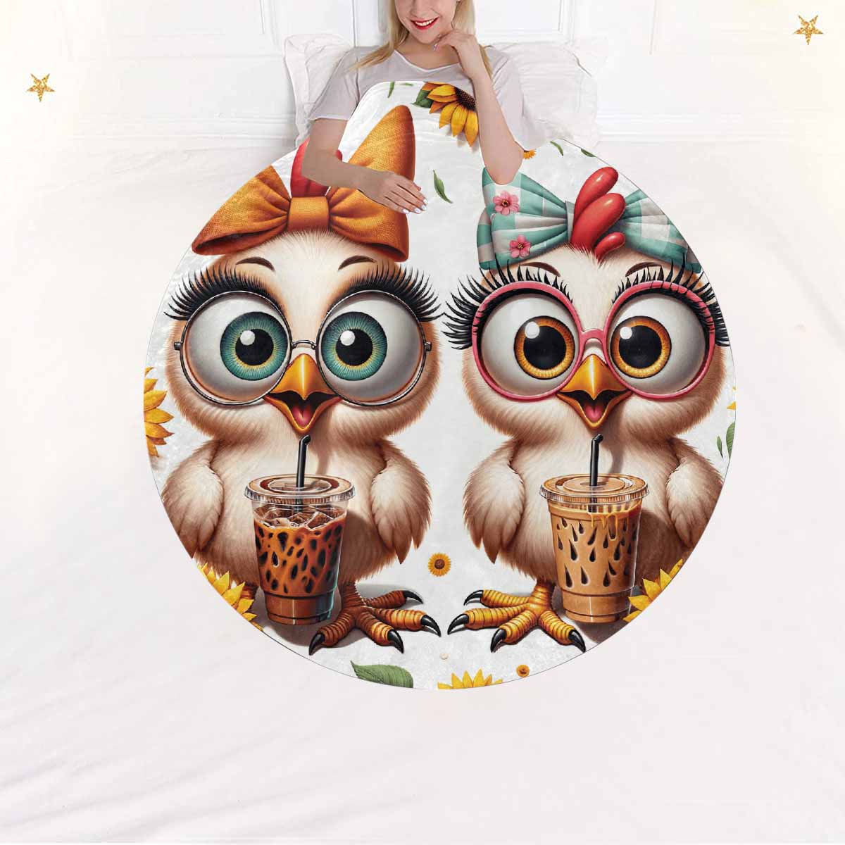 Chickens_Awd35167  Circular Micro Fleece Blanket 60"