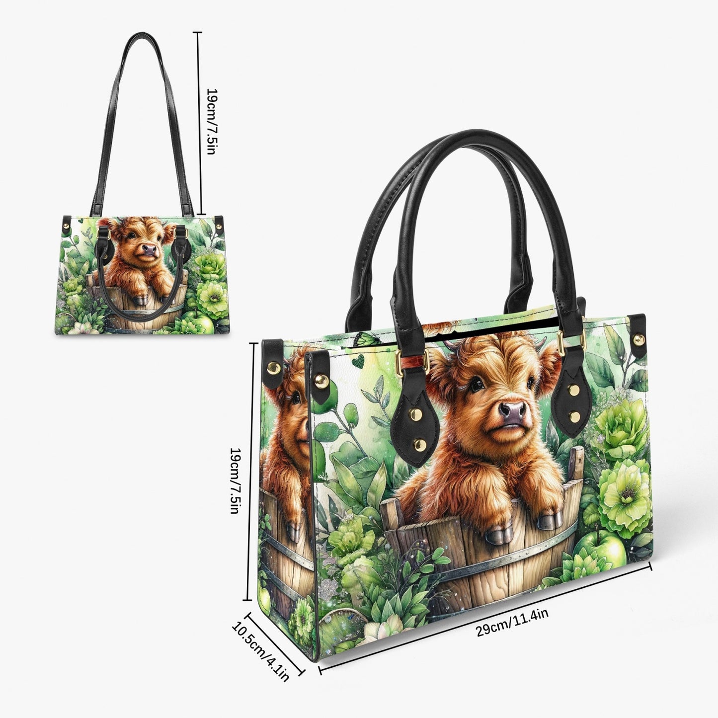 Women's Tote Bag - Long Strap - Highland Cow