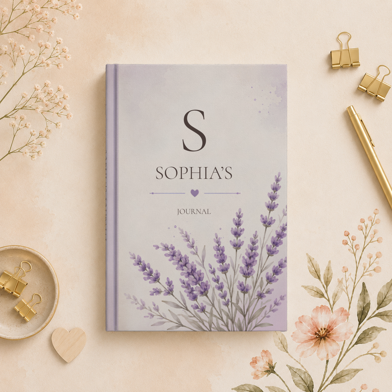 Personalized Lavender Journal, Custom Hardcover Notebook, Unique Gift for Writers, Lavender Design Journal, Personalized Name Notebook