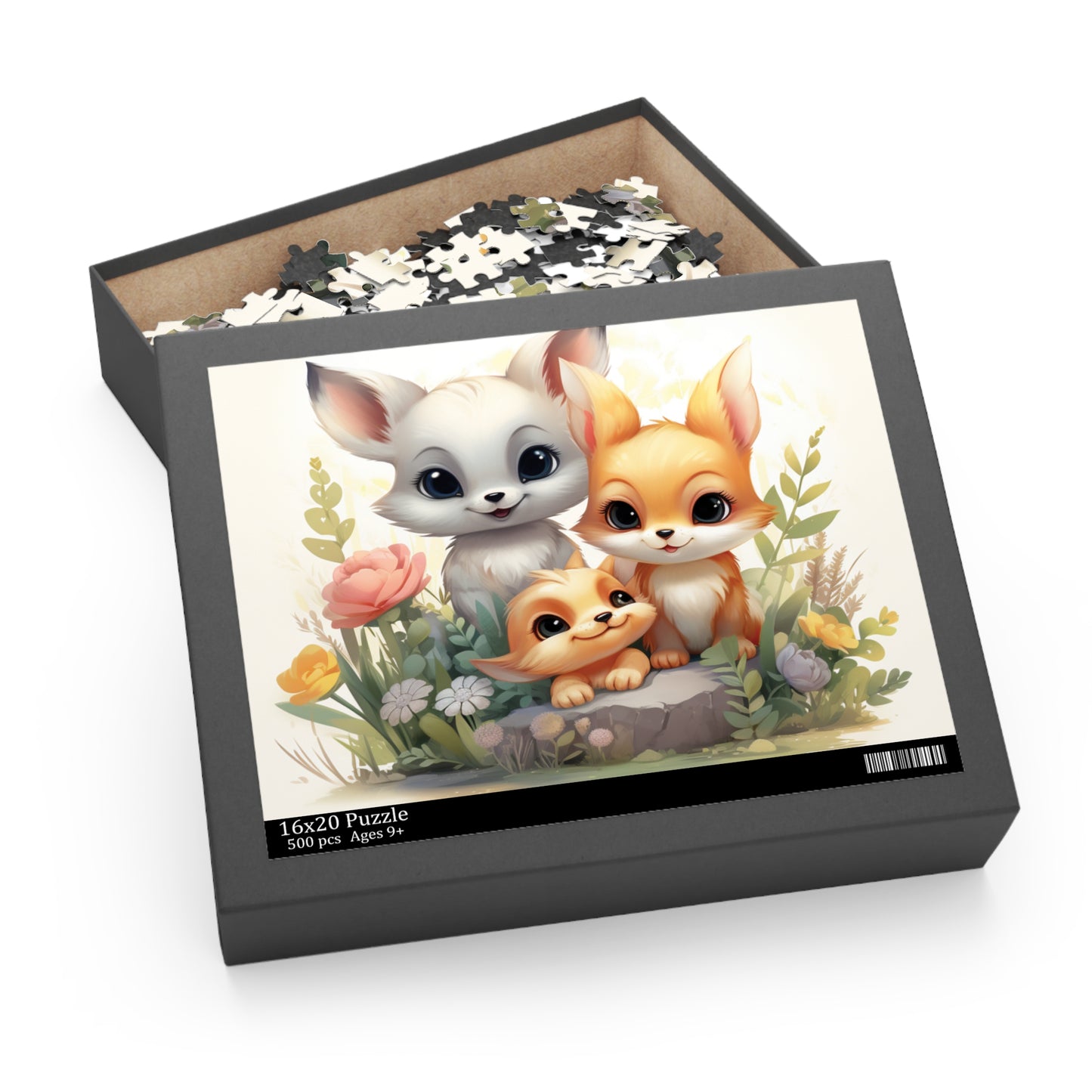 Personalised/Non-Personalised Puzzle, Fox Family (120, 252, 500-Piece)