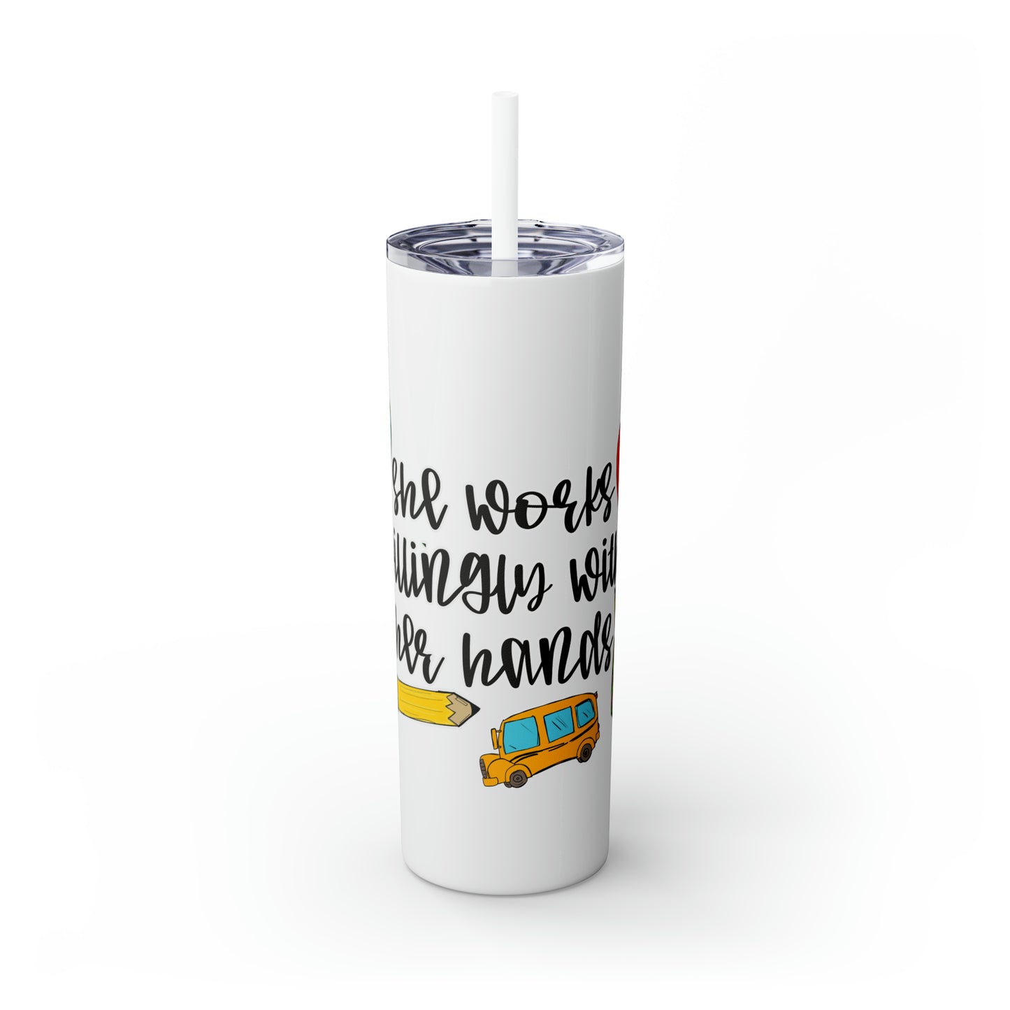 Skinny Tumbler with Straw, 20oz, Teacher