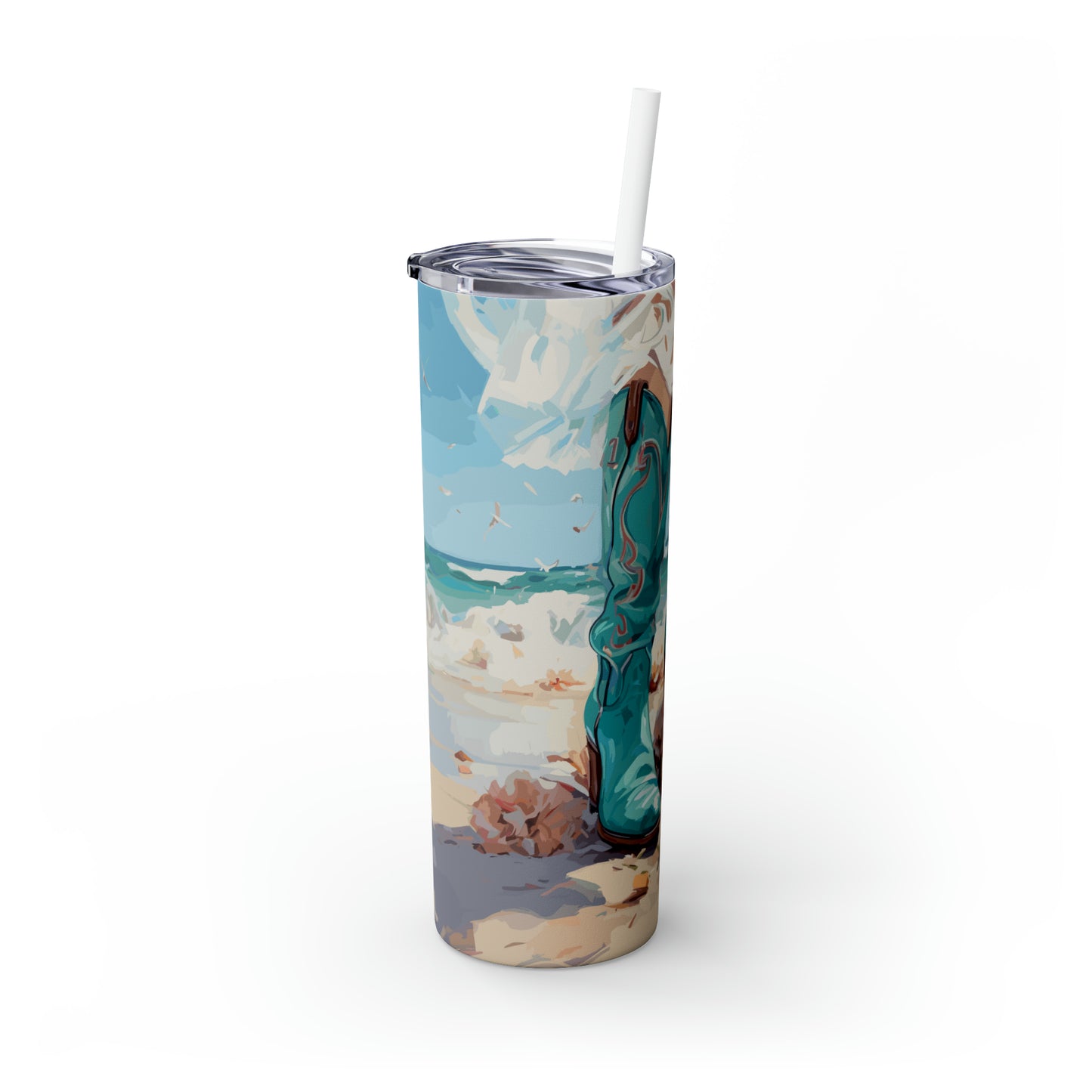 Skinny Tumbler with Straw, 20oz Country Boots