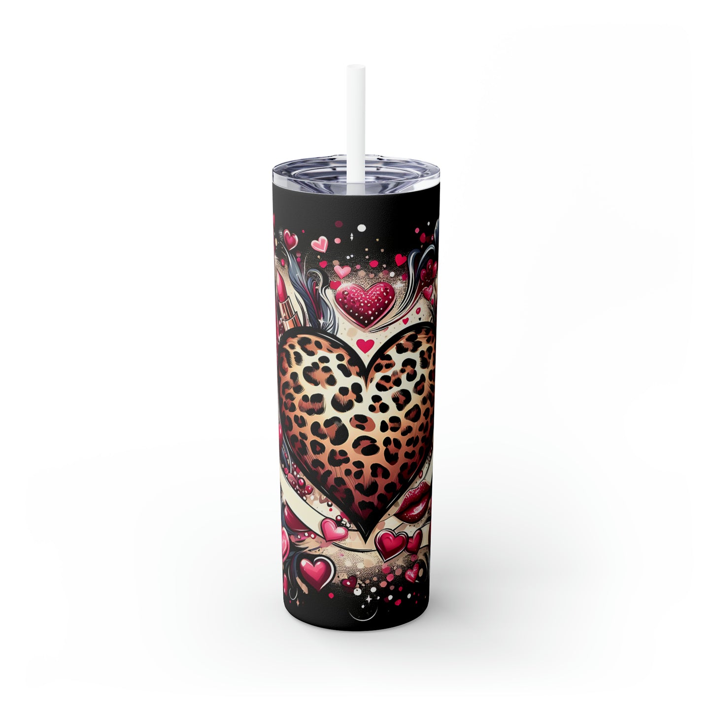 Skinny Tumbler with Straw, 20oz, Heart, awd-318