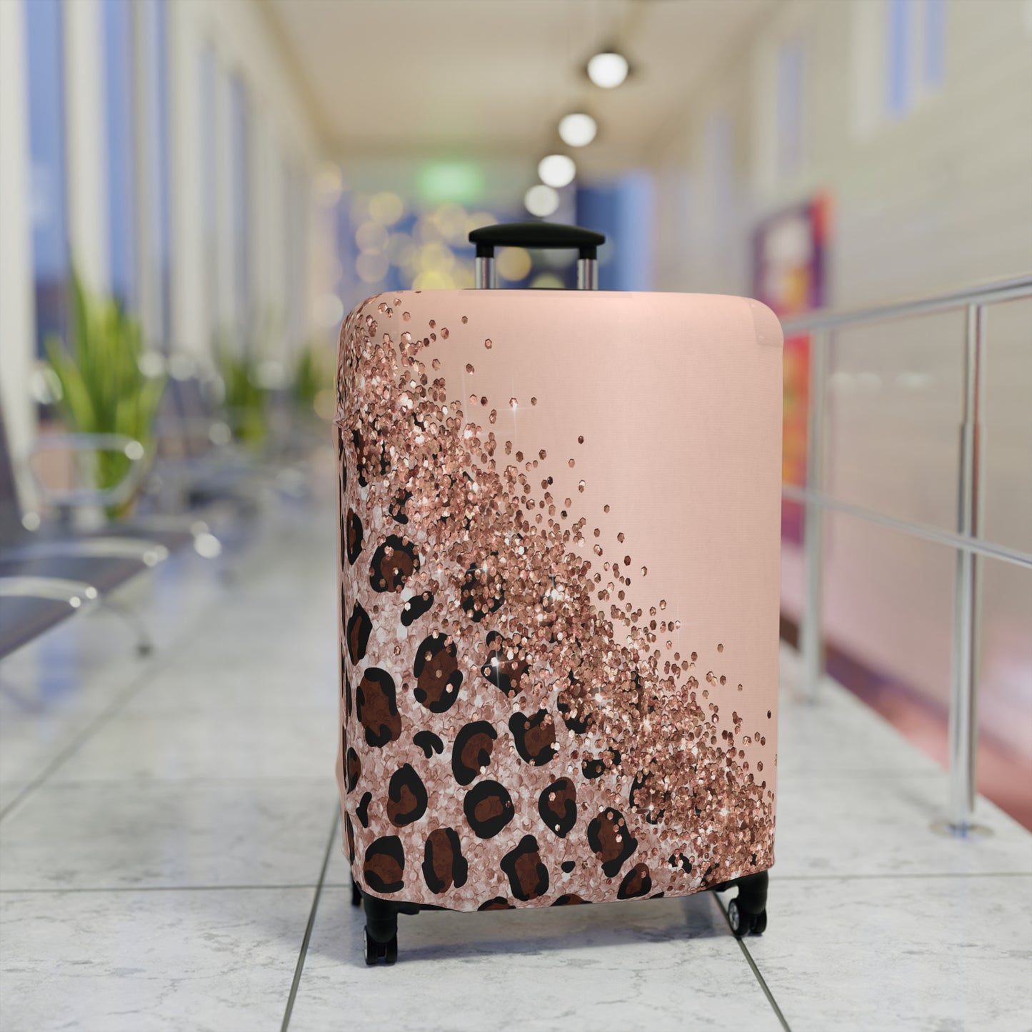 Luggage Cover, Leopard Print, Rose Gold, awd-1659