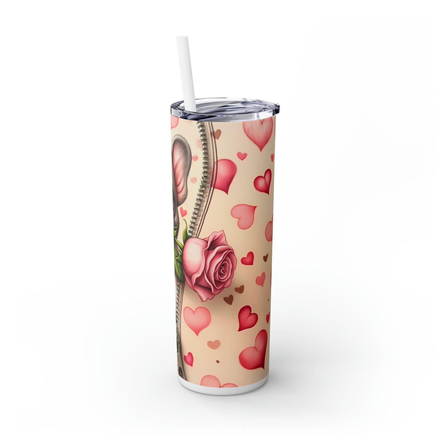 Skinny Tumbler with Straw, 20oz, Dog, Valentines Day, awd-916