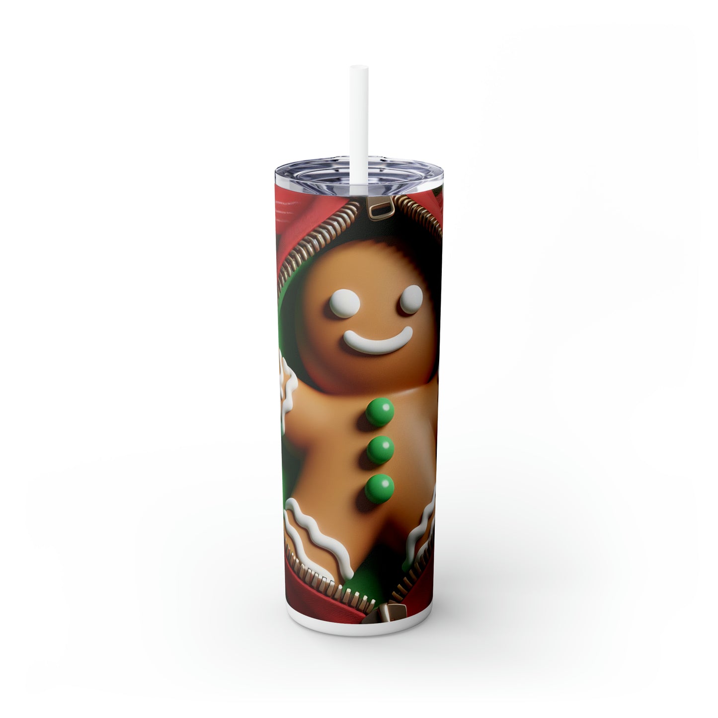 Skinny Tumbler with Straw, 20oz, Gingerbread Man, awd-853