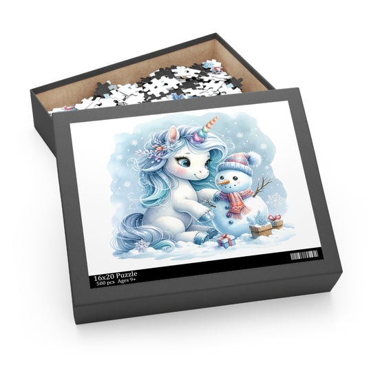 Personalised/Non-Personalised Puzzle, Christmas, Unicorn (120, 252, 500-Piece)