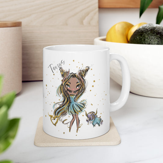 Personalised/Non Personalised Zodiac Sign, Taurus, Ceramic Mug 11oz