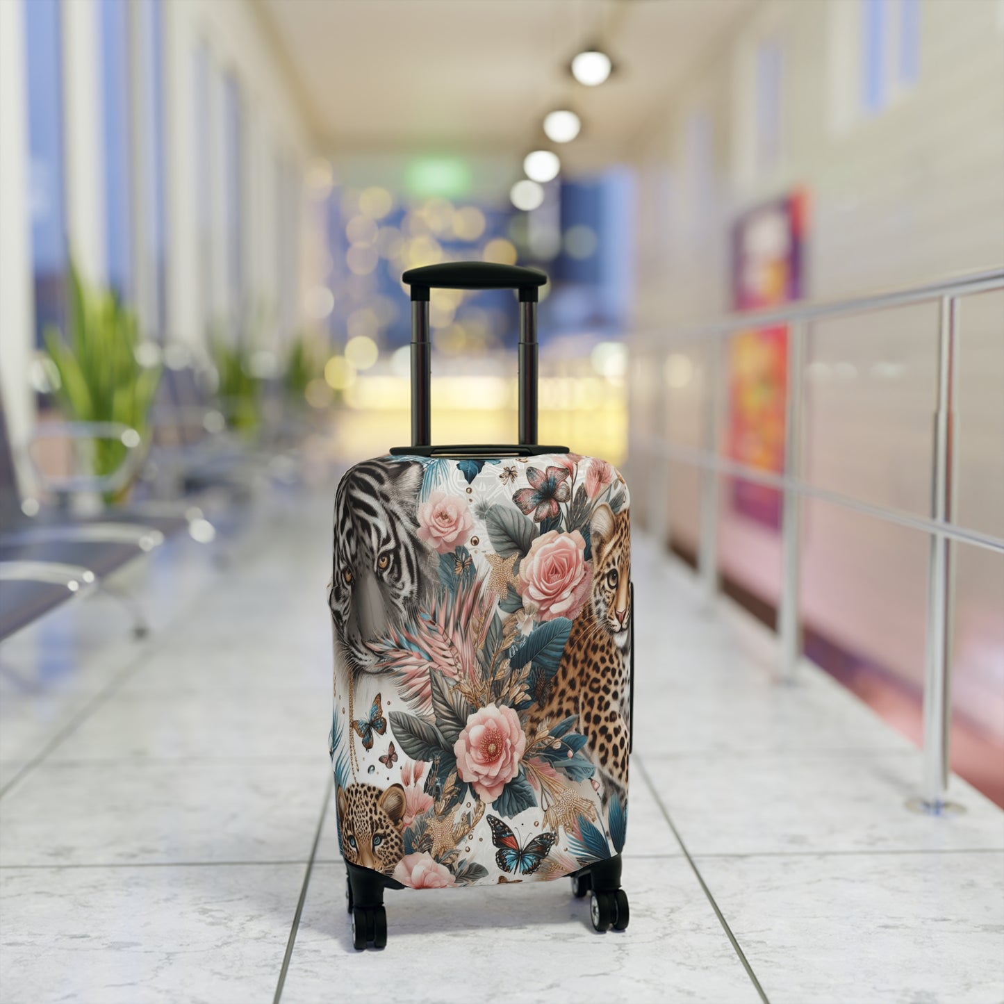 Luggage Cover, Floral Tiger and Leopards, awd-1438