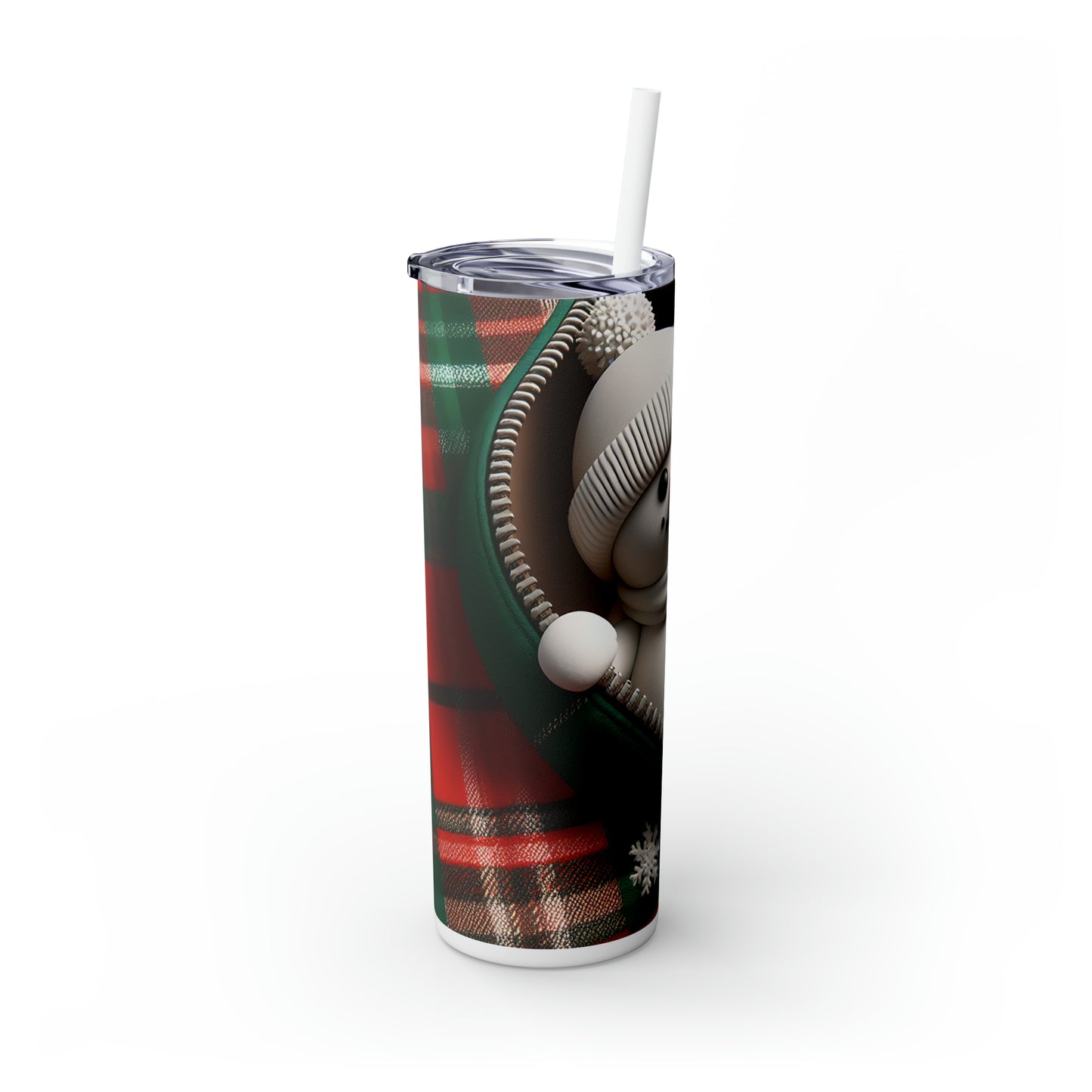 Skinny Tumbler with Straw, 20oz, Snowman