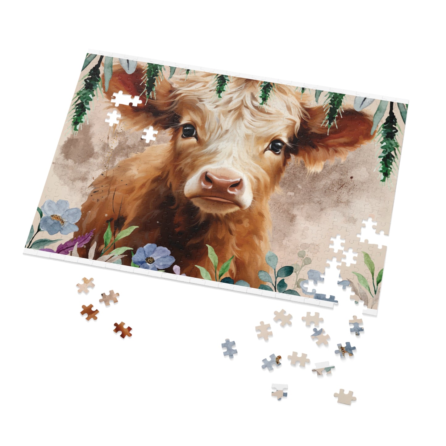 Jigsaw Puzzle, Highland Cow, Personalised/Non-Personalised (30, 110, 252, 500,1000-Piece)