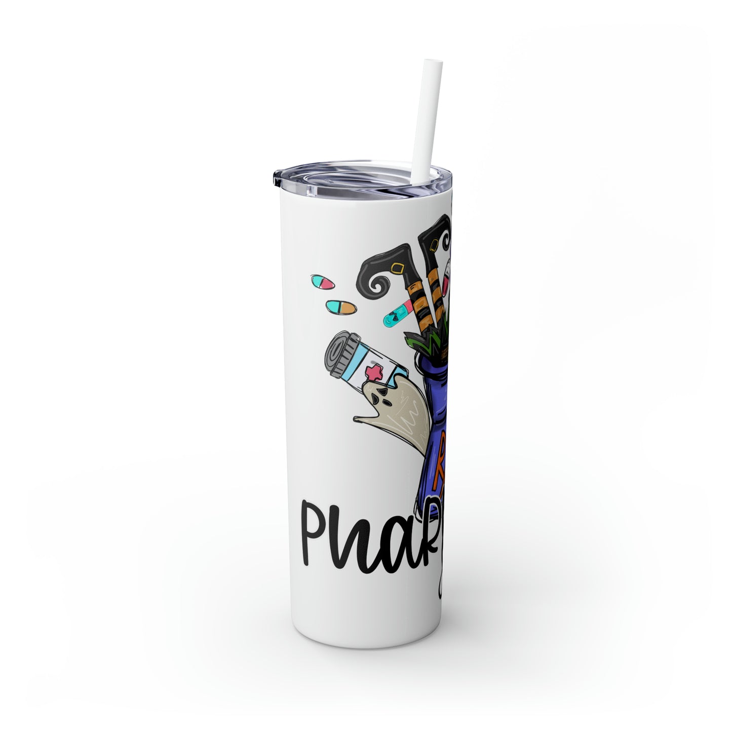 Skinny Tumbler with Straw, 20oz, Pharmacy Squad