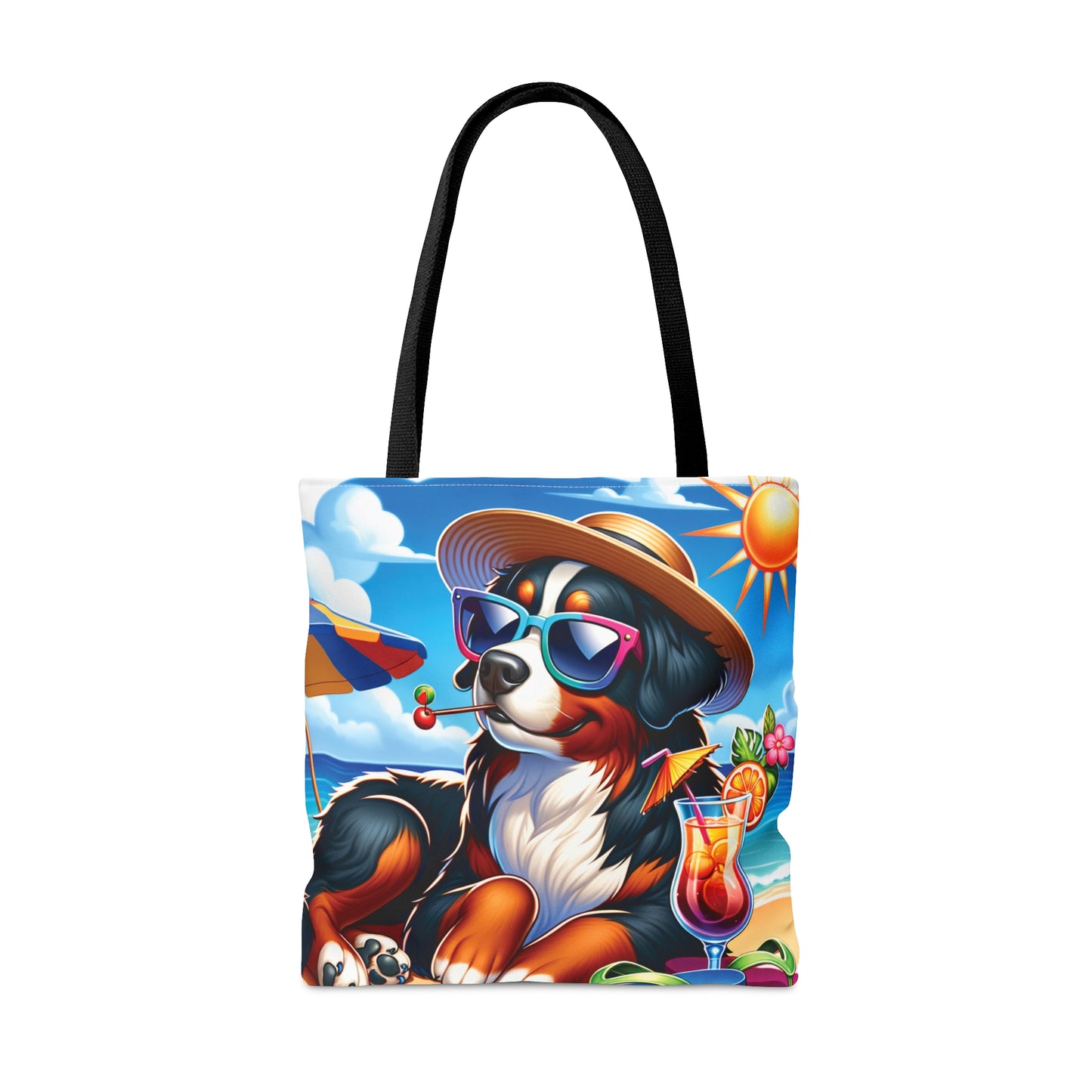 Tote Bag, Dog on Beach, Bernese Mountain, Tote bag, awd-1108