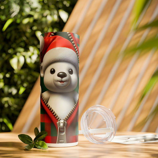 Skinny Tumbler with Straw, 20oz, Panda