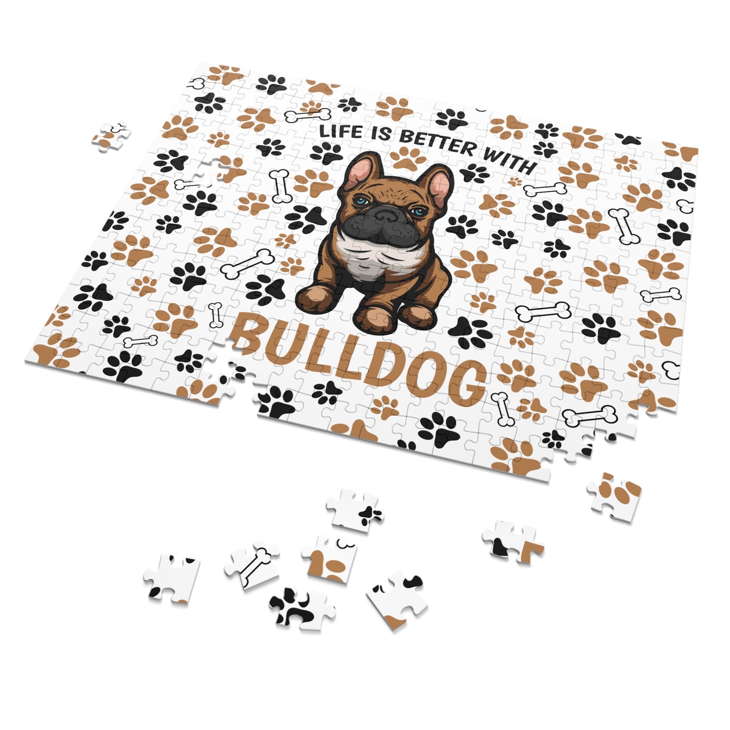 Puzzle, Life is Better with a Bulldog , Personalised/Non-Personalised (30, 110, 252, 500,1000-Piece) awd-609