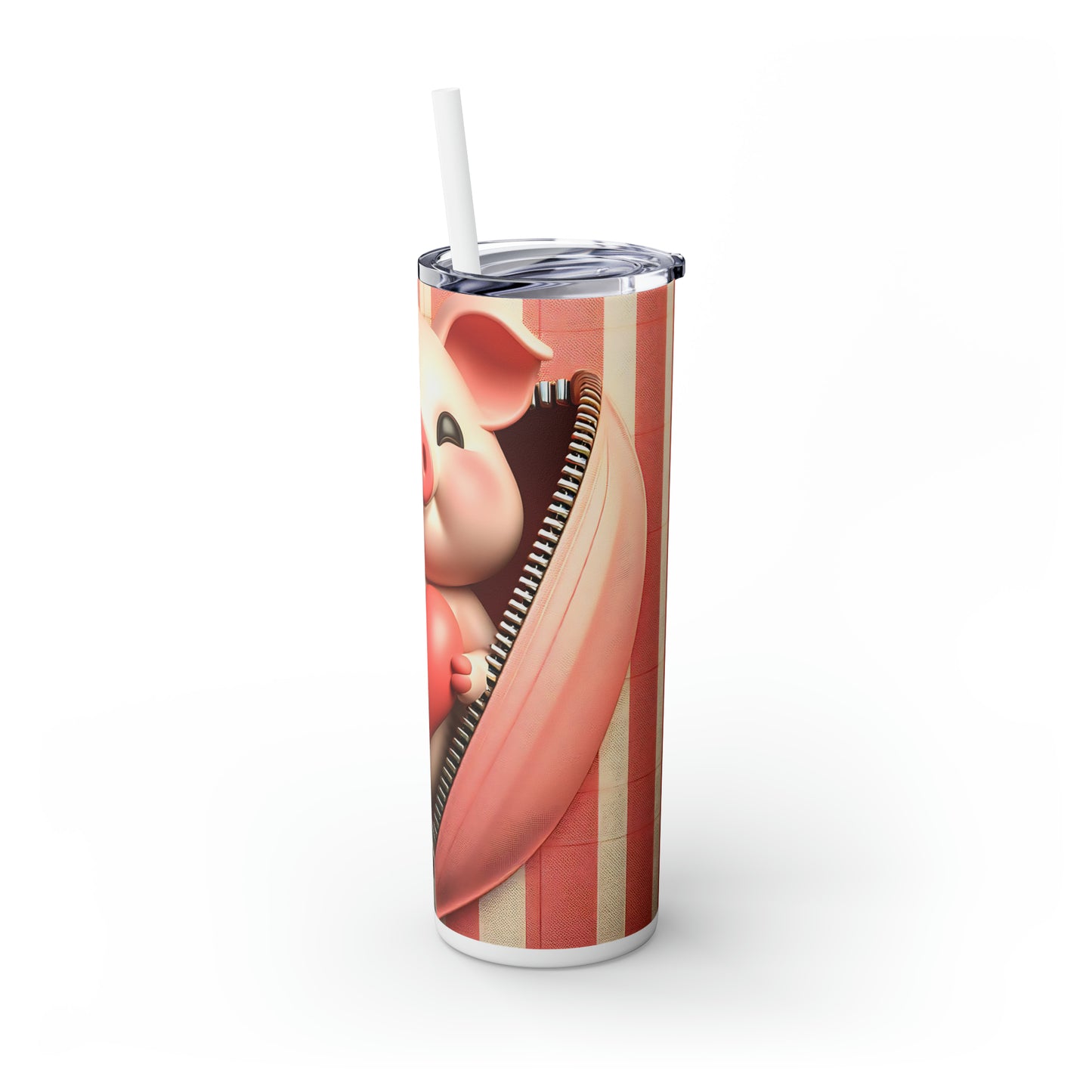 Skinny Tumbler with Straw, 20oz, Pig, Valentines Day