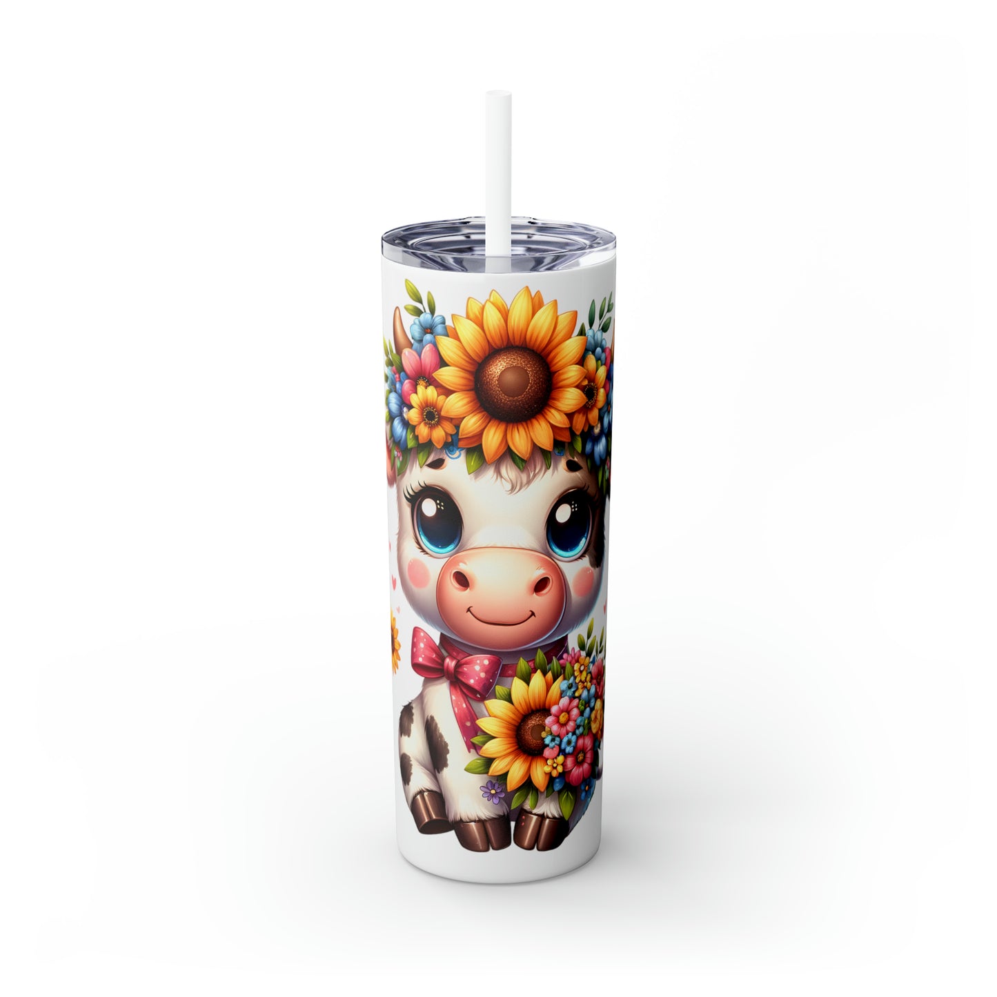 Skinny Tumbler with Straw, 20oz, Baby Highland Cow