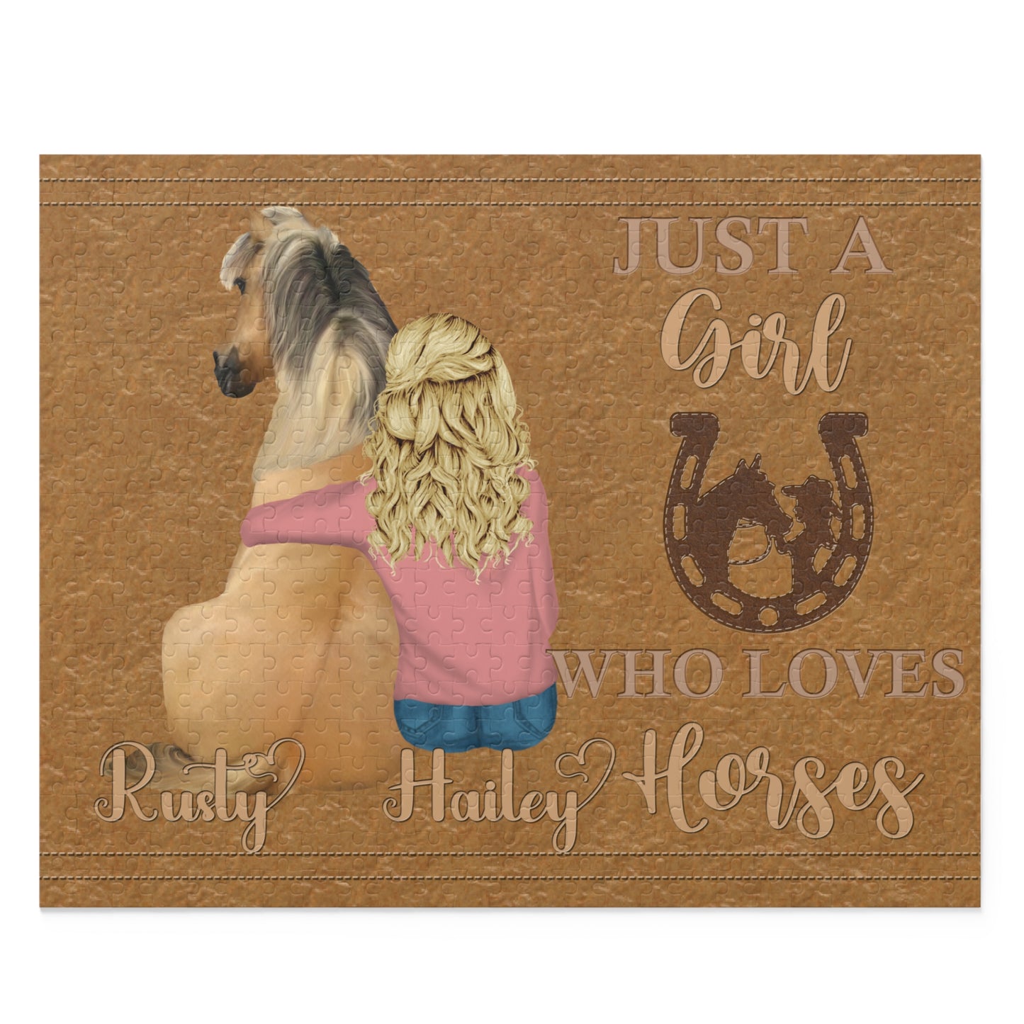 Personalised/Non-Personalised Puzzle, Just a Girl Who Loves Horses (120, 252, 500-Piece)