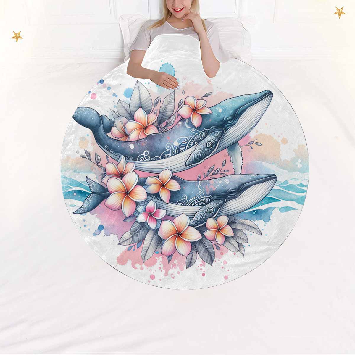 Sea_Animals_Dolphins_Awd351104  Circular Micro Fleece Blanket 60"