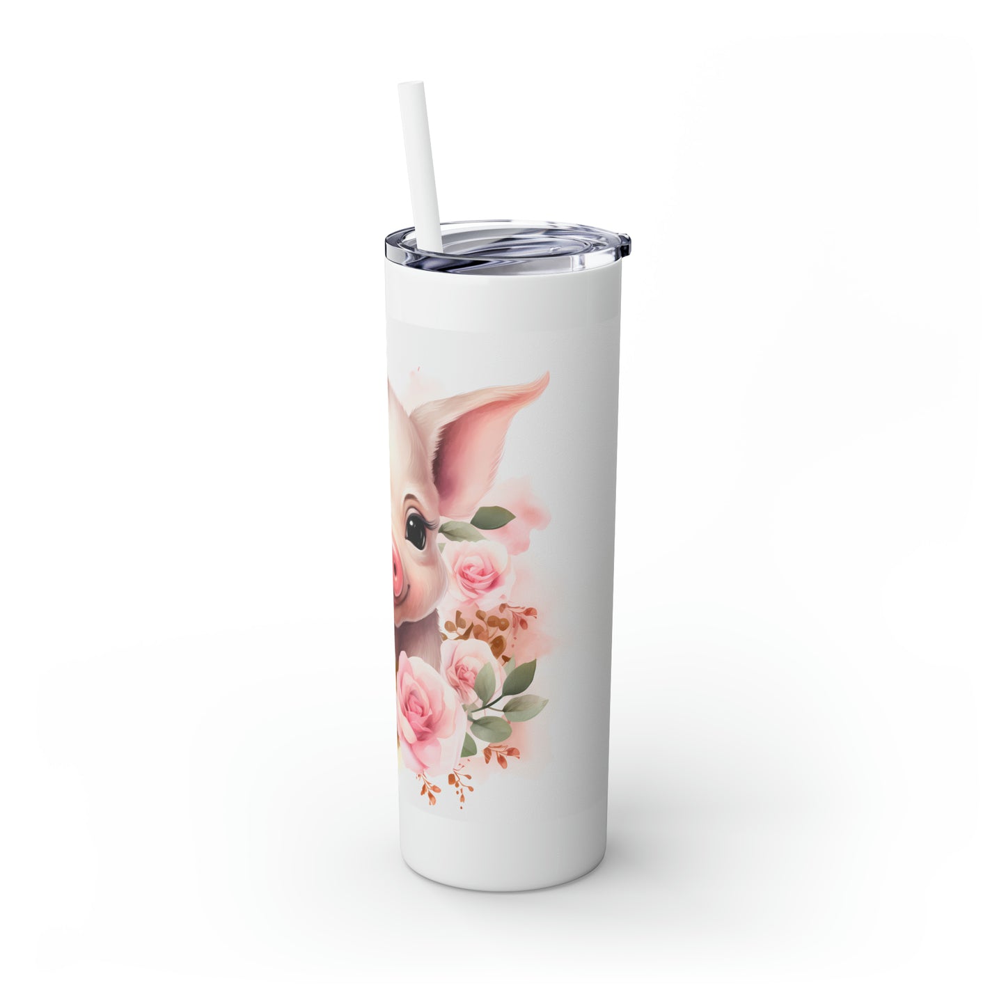 Skinny Tumbler with Straw, 20oz, Pig