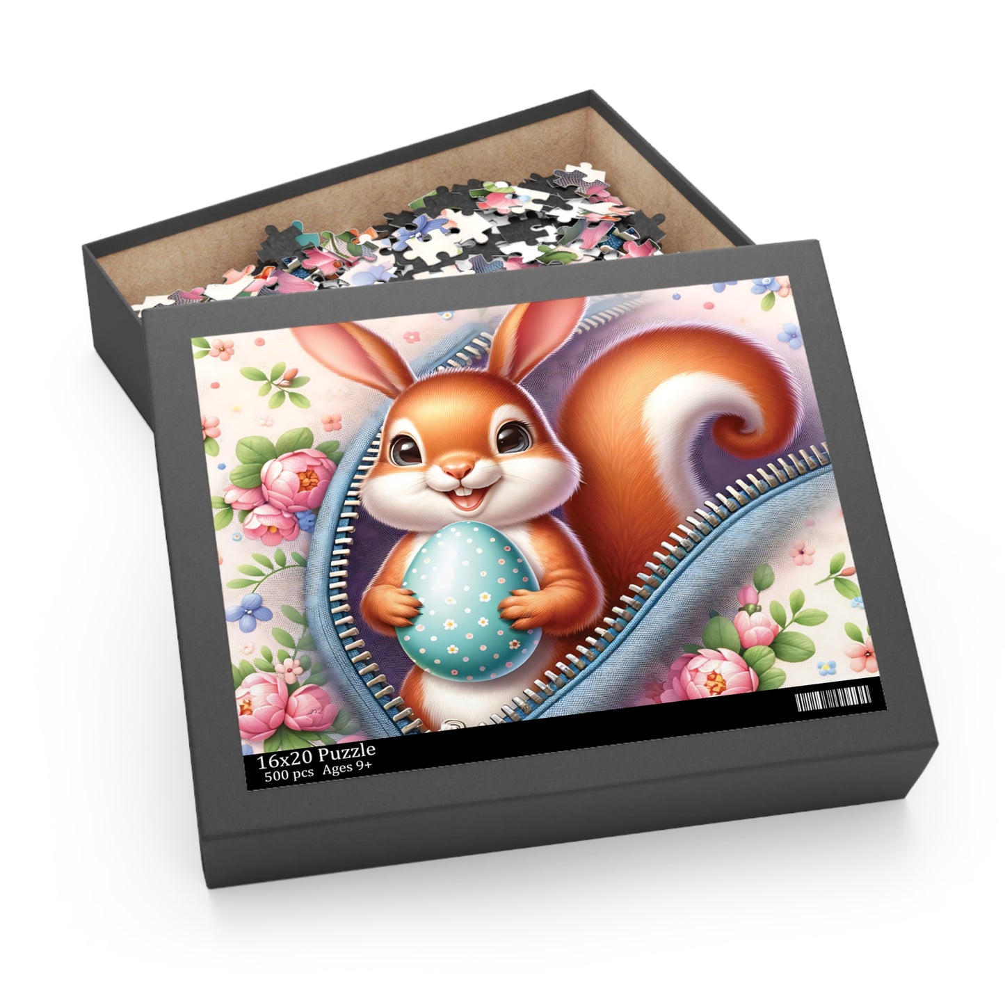 Personalised/Non-Personalised Puzzle, Easter, Squirrel with Bunny ears (120, 252, 500-Piece)