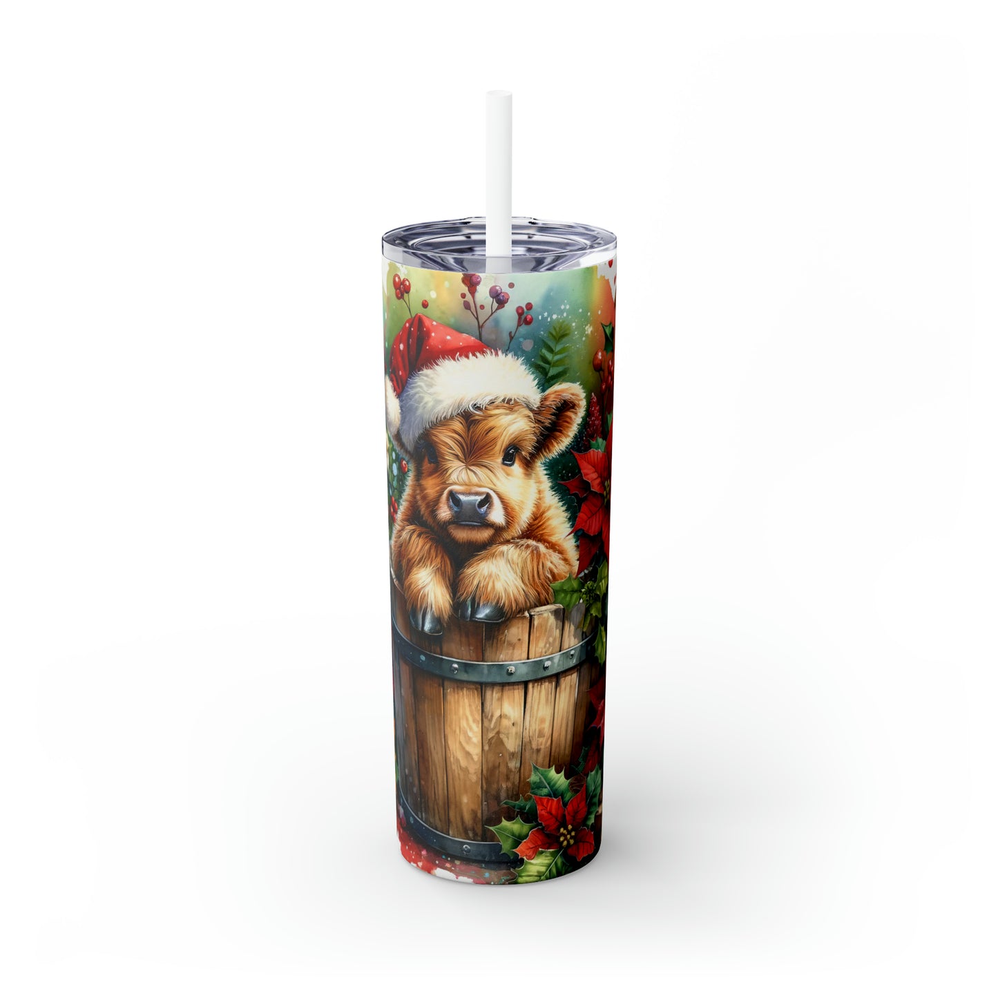 Skinny Tumbler with Straw, 20oz, Baby Highland Cow